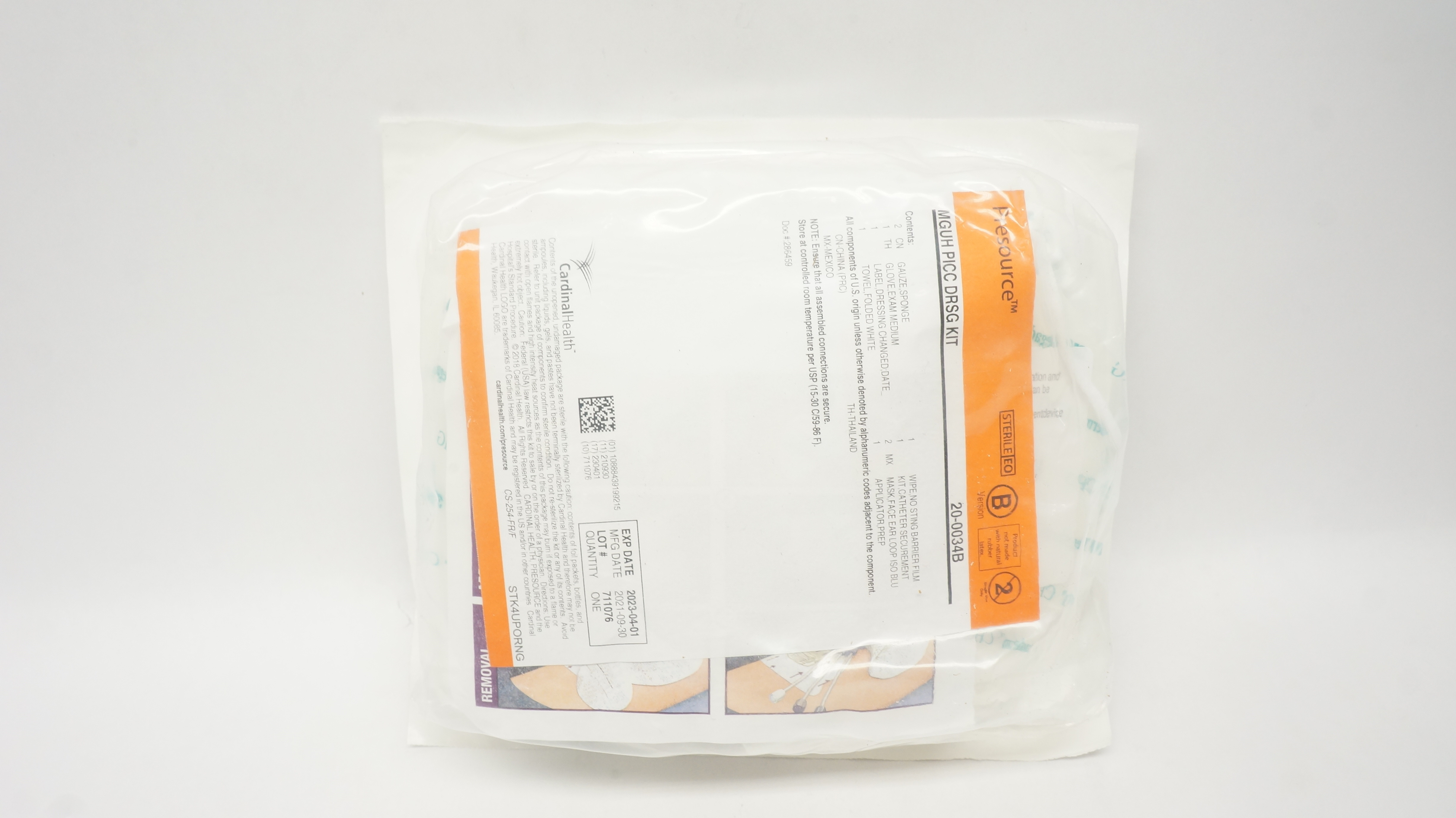 Cardinal Health 20-0034B Presource MGUH PICC DRSG Kit