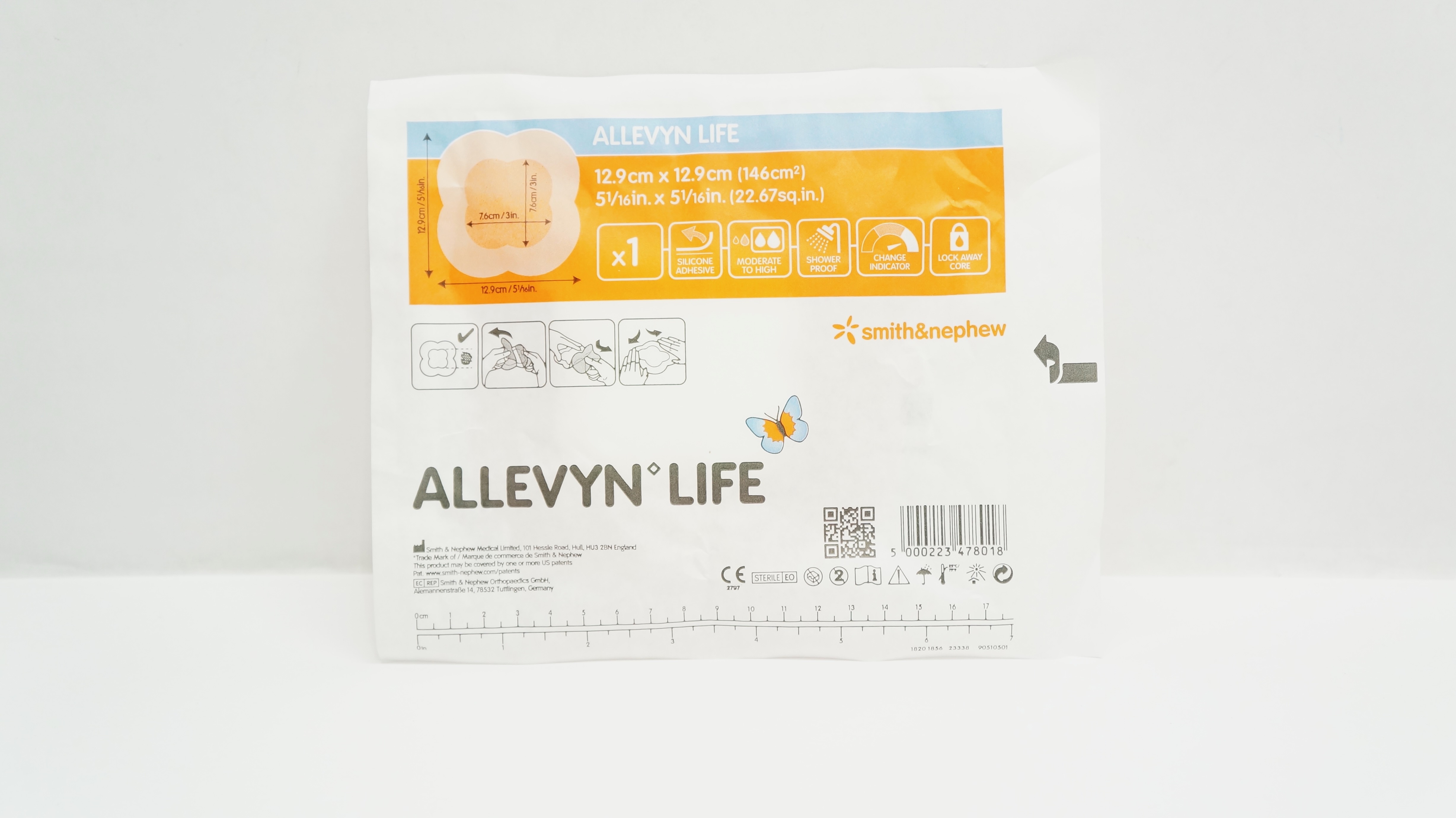 Smith&Nephew 66801068 AllevynLife Silicone Gel Foam Dressing 5-1/16 x 5-1/16inch