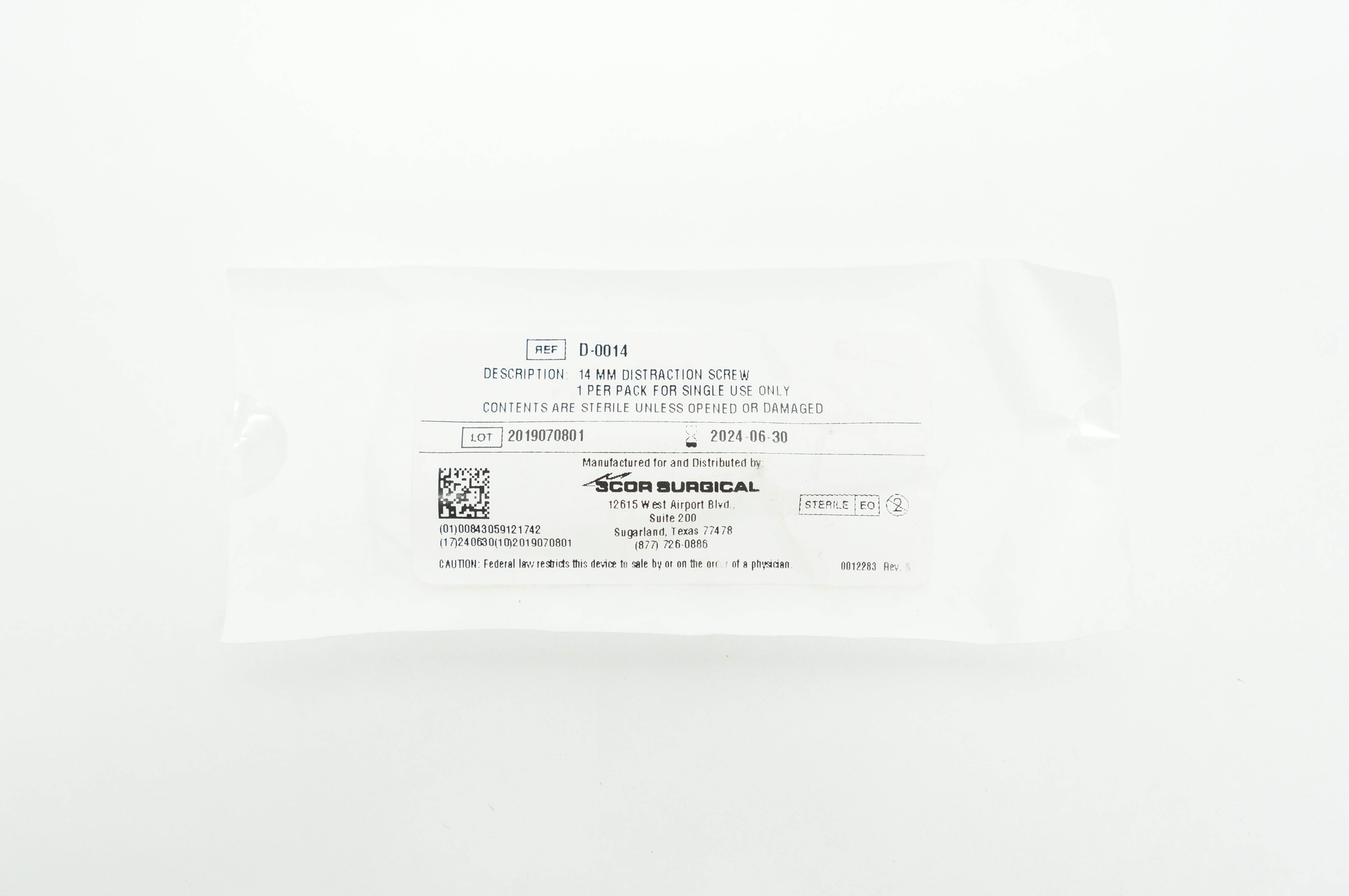 3COR Surgical D-0014 Distraction Screw 14mm