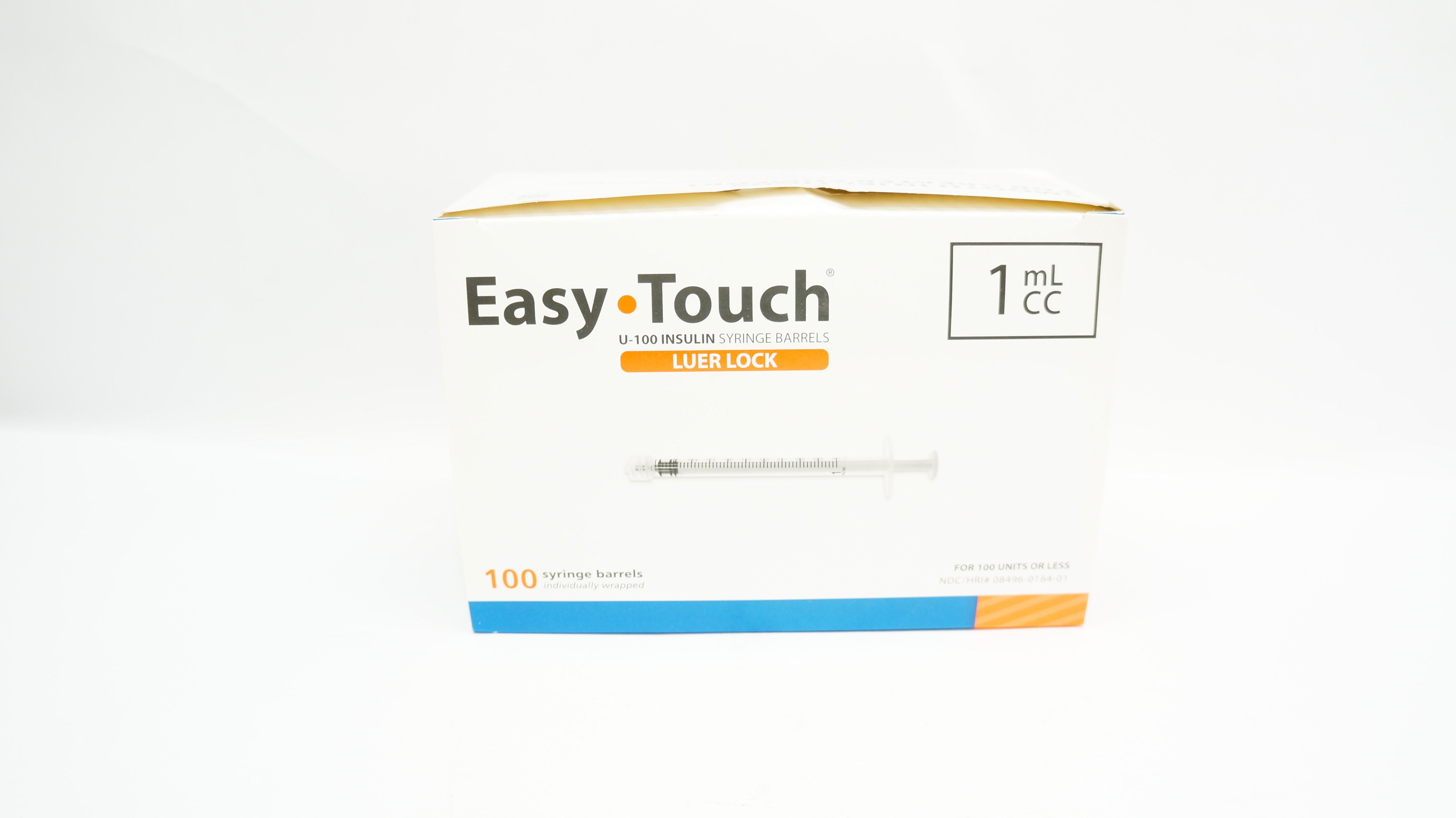 MHC Medical 802015 Easy-Touch Luer Lock Insulin Syringe Barrels 1mL - Box of 100
