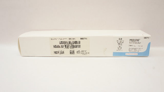 Ethicon M8711 6-0 Prolene Monofilament RB-2, 13mm 1/2c Taper, 30inch - Box of 12