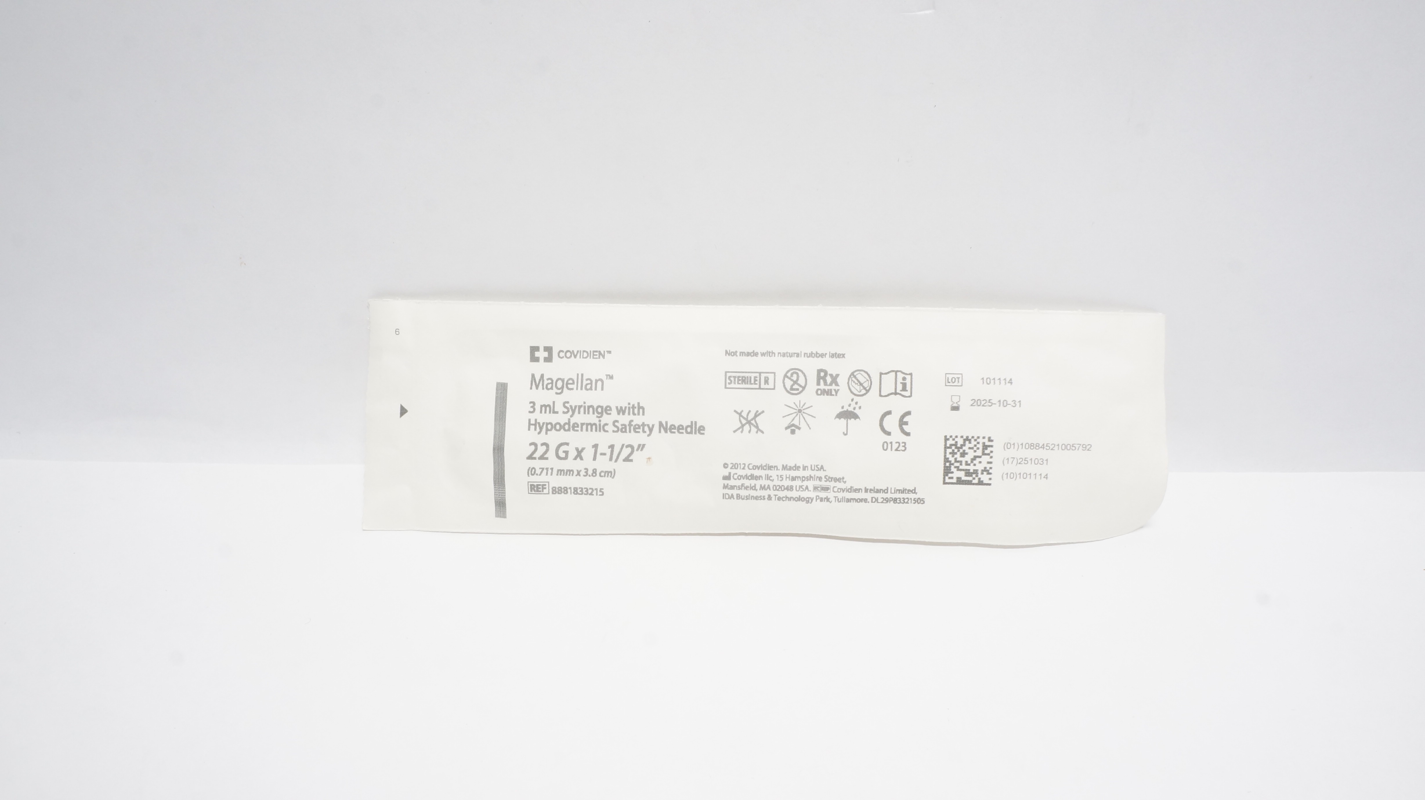 Covidien 8881833215 Magellan 3mL Syringe, Safety Ndle 22G x 1-1/2in (x)