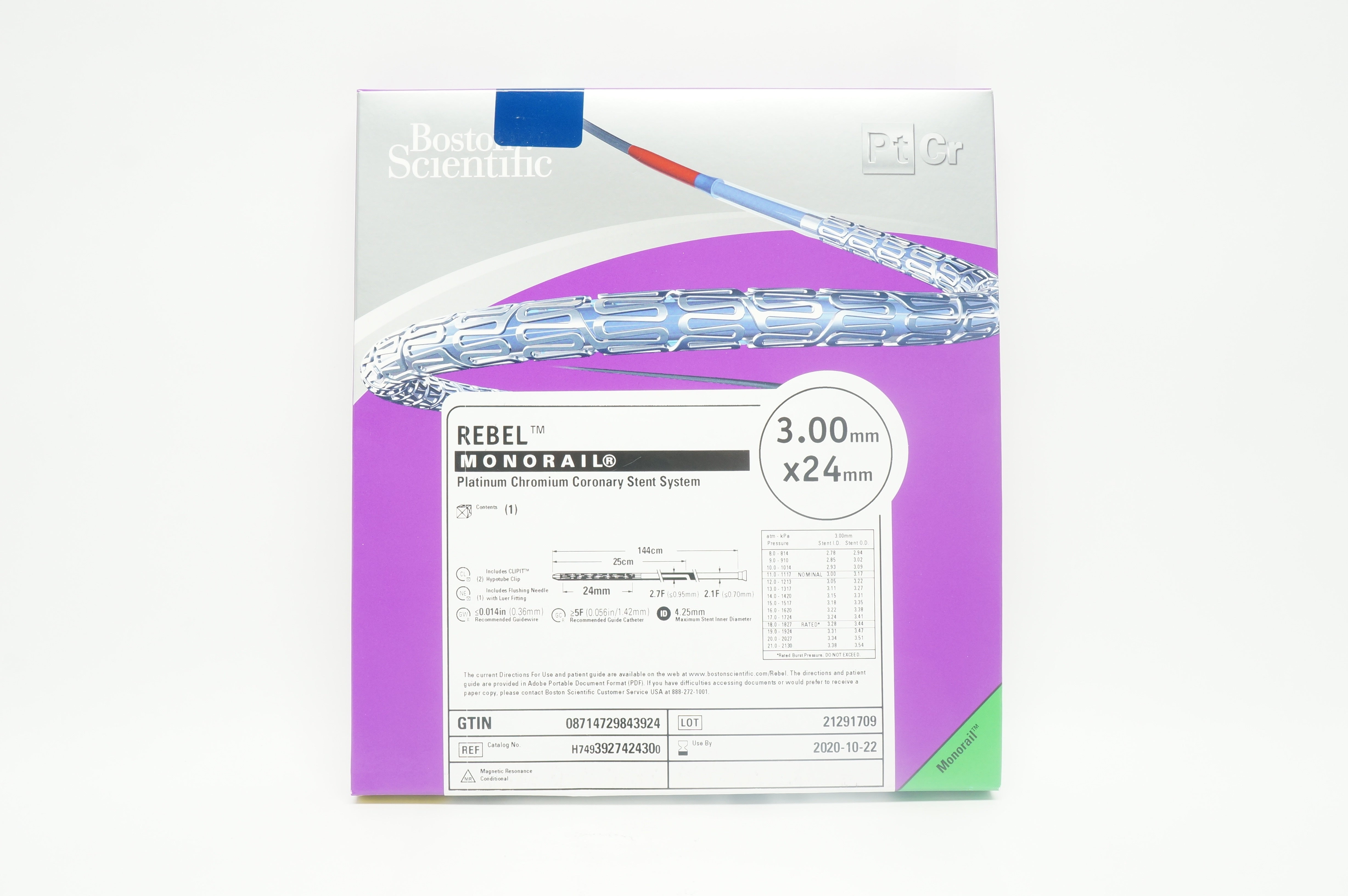 Boston Scientific H7493927424300 Rebel Monorail Stnt System 3.00mm x 24mm (x)