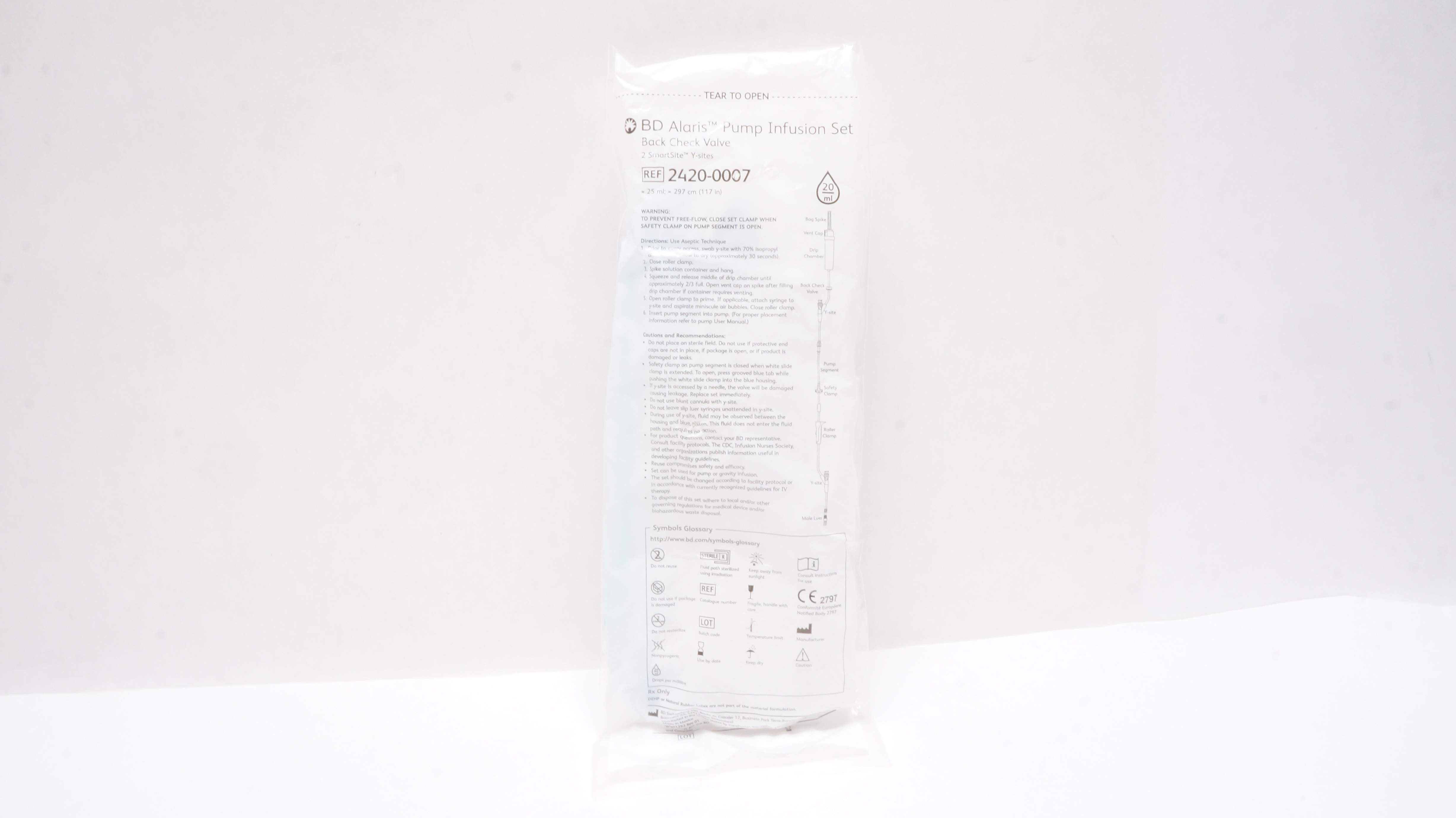 BD 2420-0007 Pump Infusion Set Back Check Valve 117inch x 25ml 20Drops/ml (x)