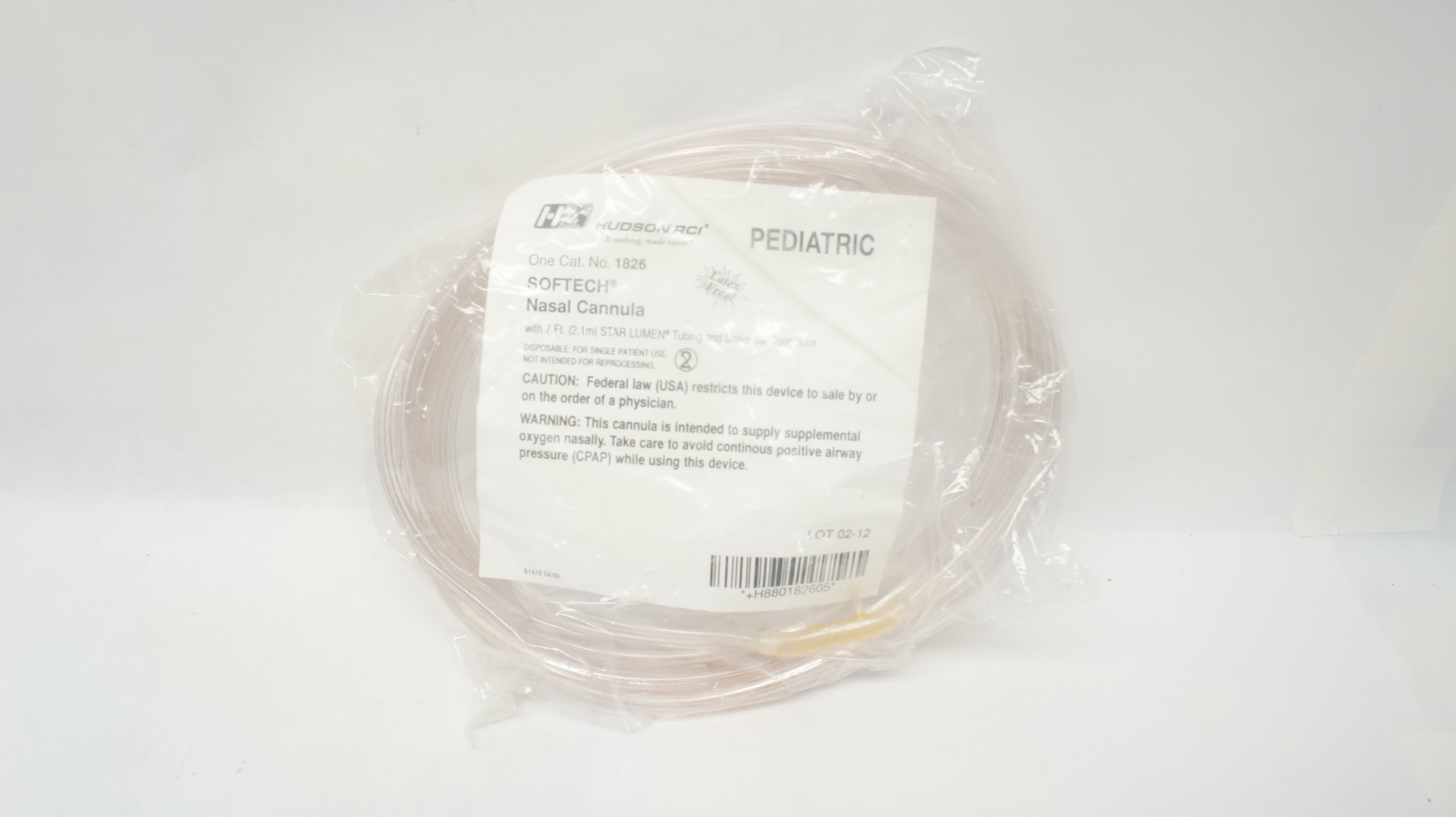 Teleflex 1826 Hudson RCI Pediatric Softech Nasal Cannula w/7ftTubing w/Connector