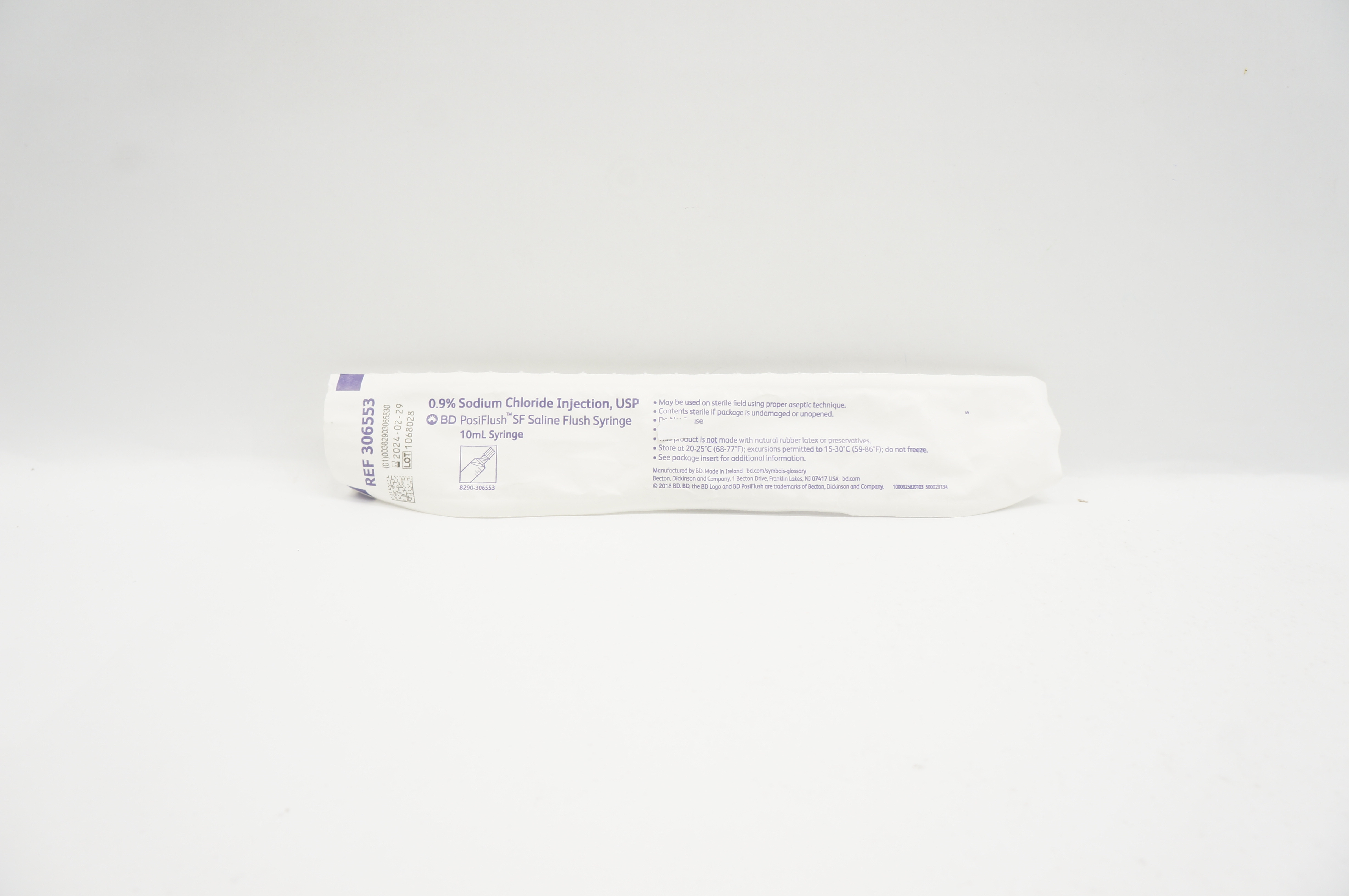 BD 306553 PosiFlush 0.9% Sodium Chloride Injection USP Saline Flush Syringe 10ml