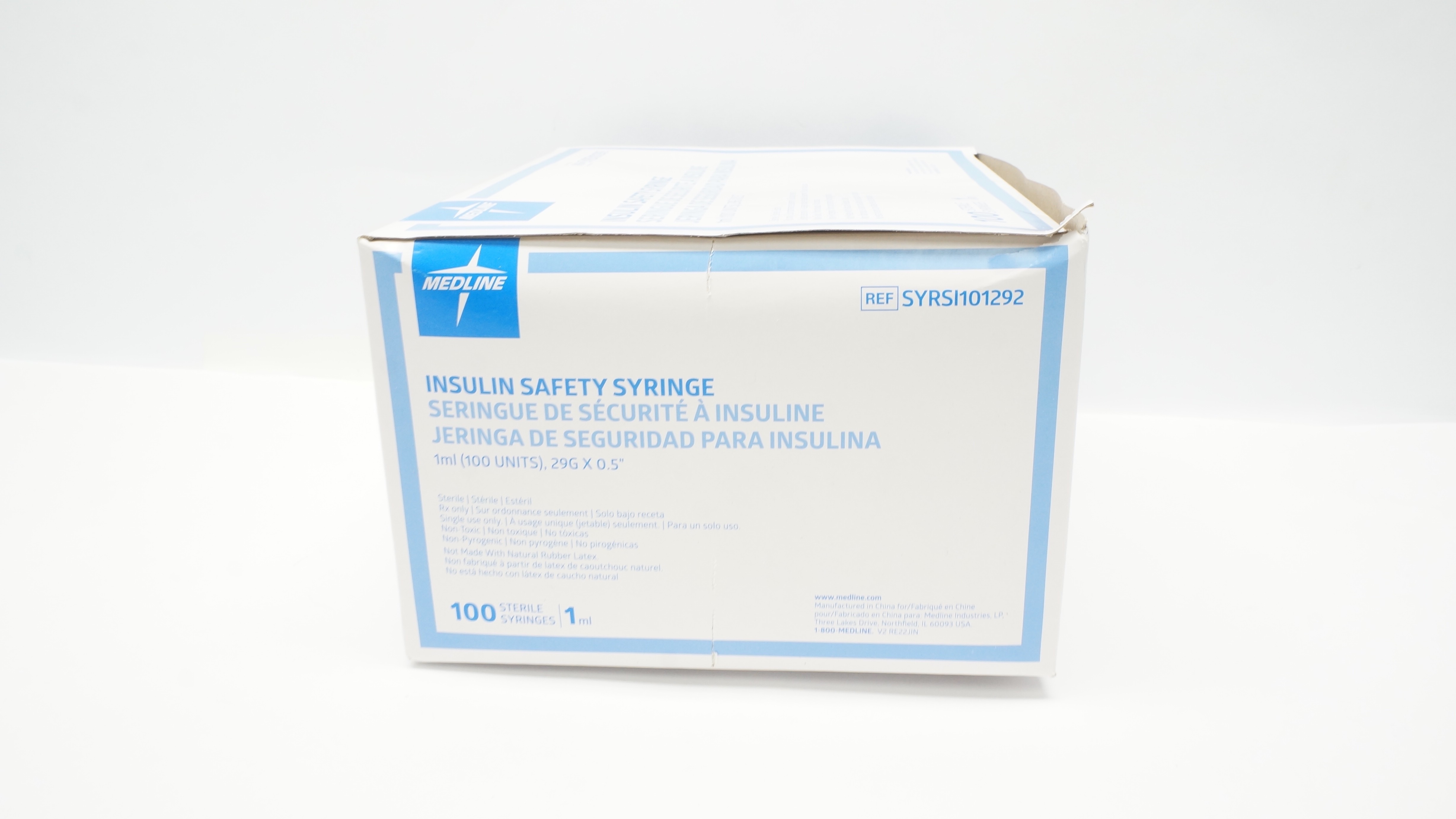 Medline SYRSI101292 Insulin Safety Syringe 1ml 29G x 0.5in - Box of 94