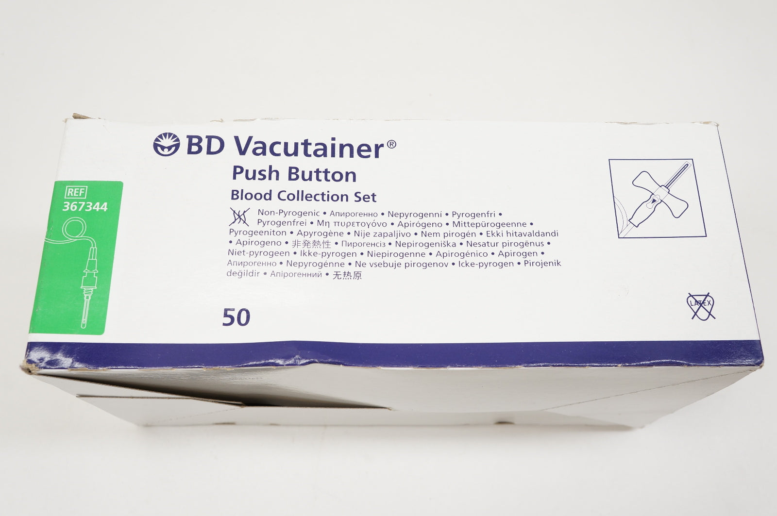 BD 367344 Vacutainer Puch Button 21G x 3/4in x 12in (x) - Box of 38