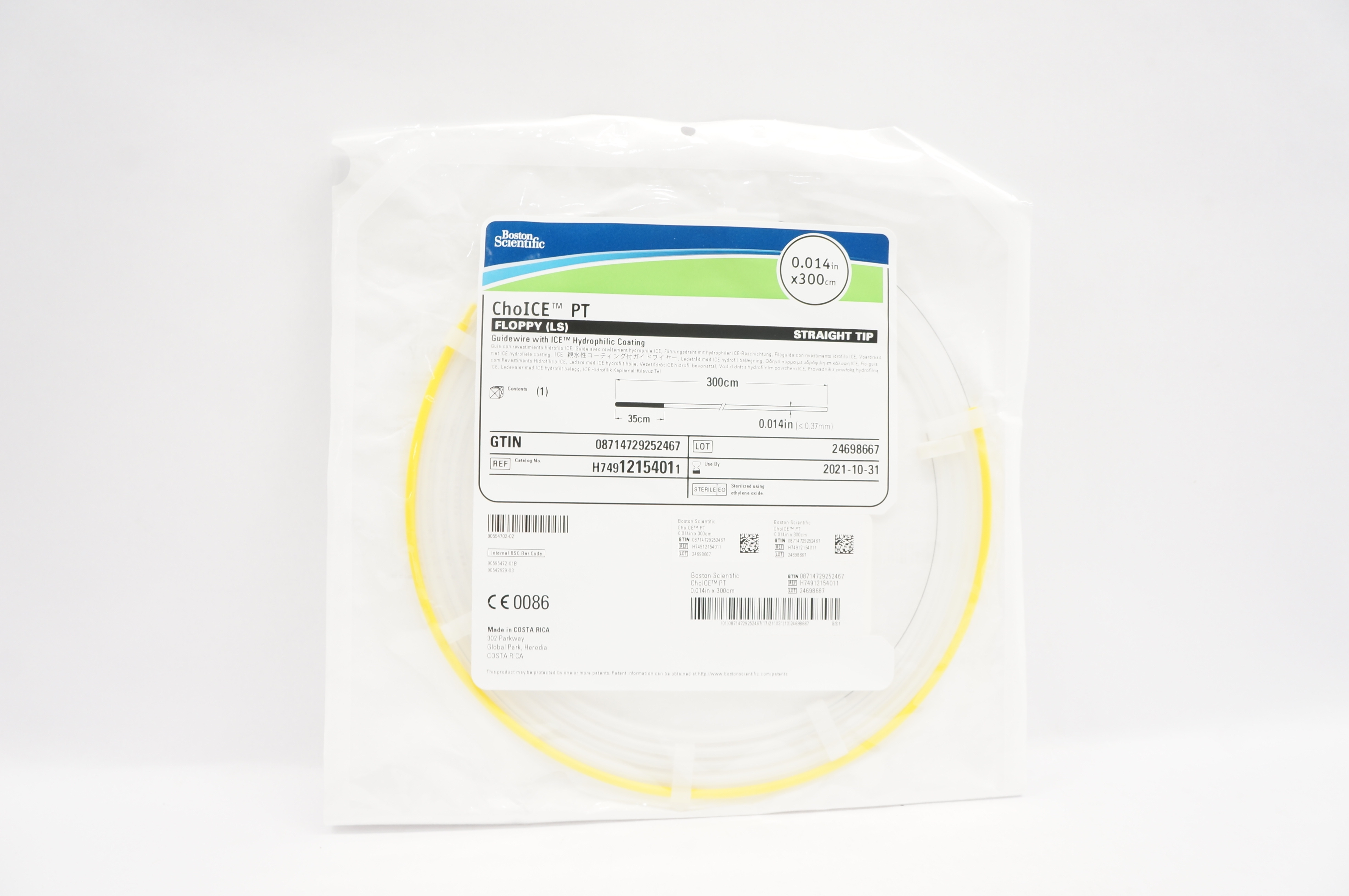 Boston Scientific 1215401 Choice PT Guidewire Straight Tip 0.014in x 300cm (x)