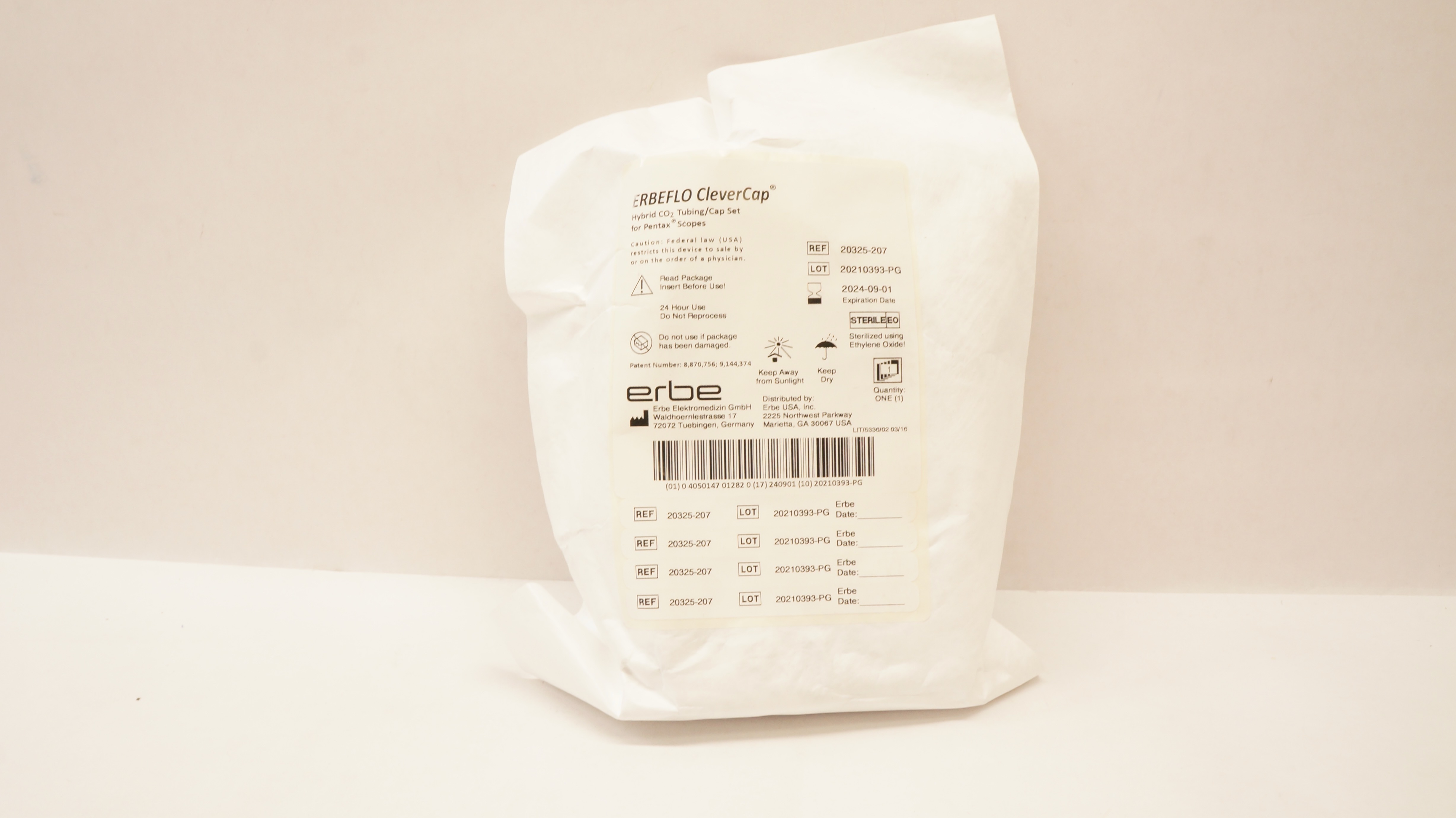 Erbe 20325-207 ERBEFLO CleverCap Hybrid CO2 Tubing / Cap Set