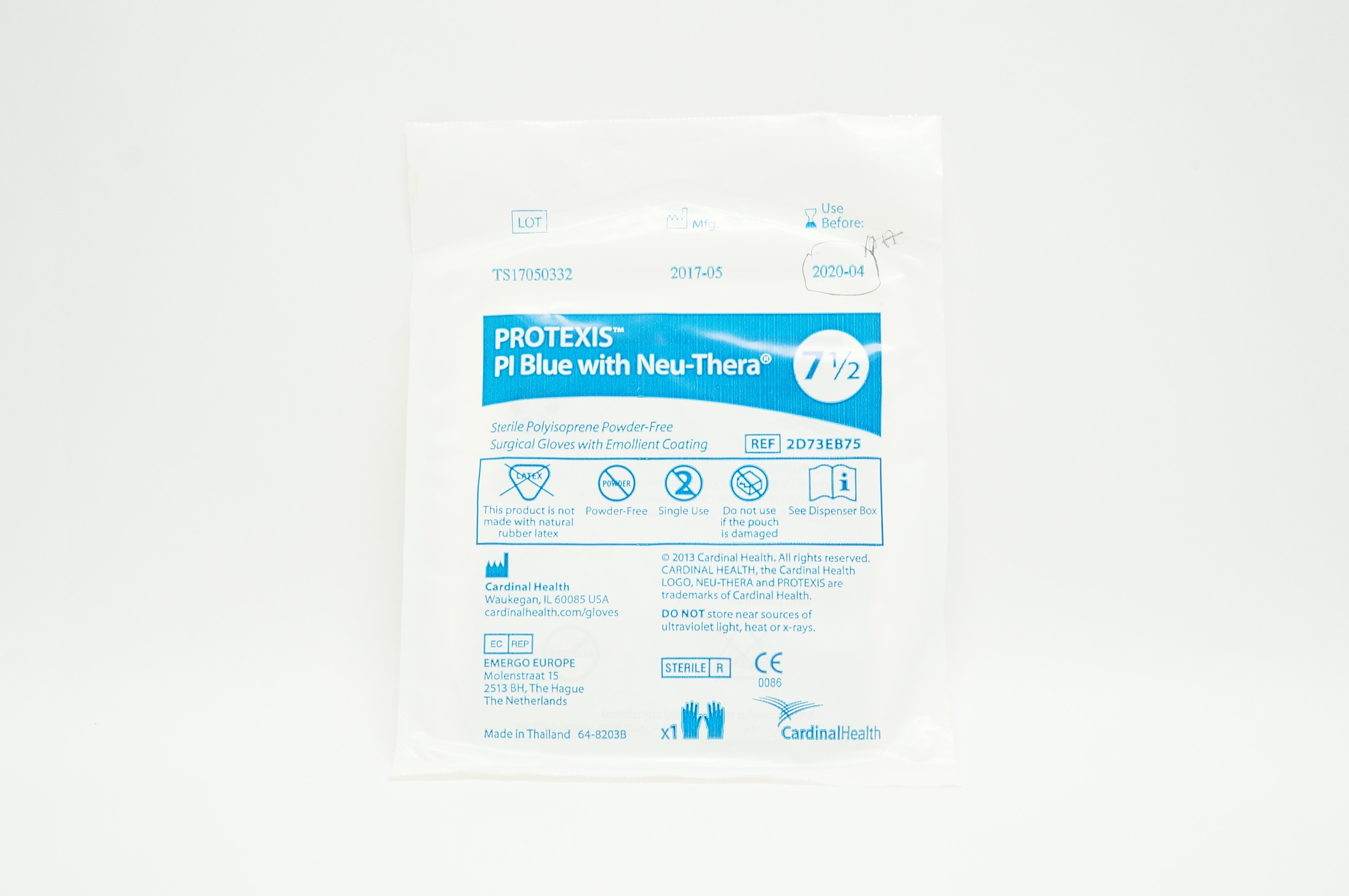 Cardinal Health 2D73EB75 Polyisoprene Surgical Gloves, Emollient Coating 7-1/2 (x)