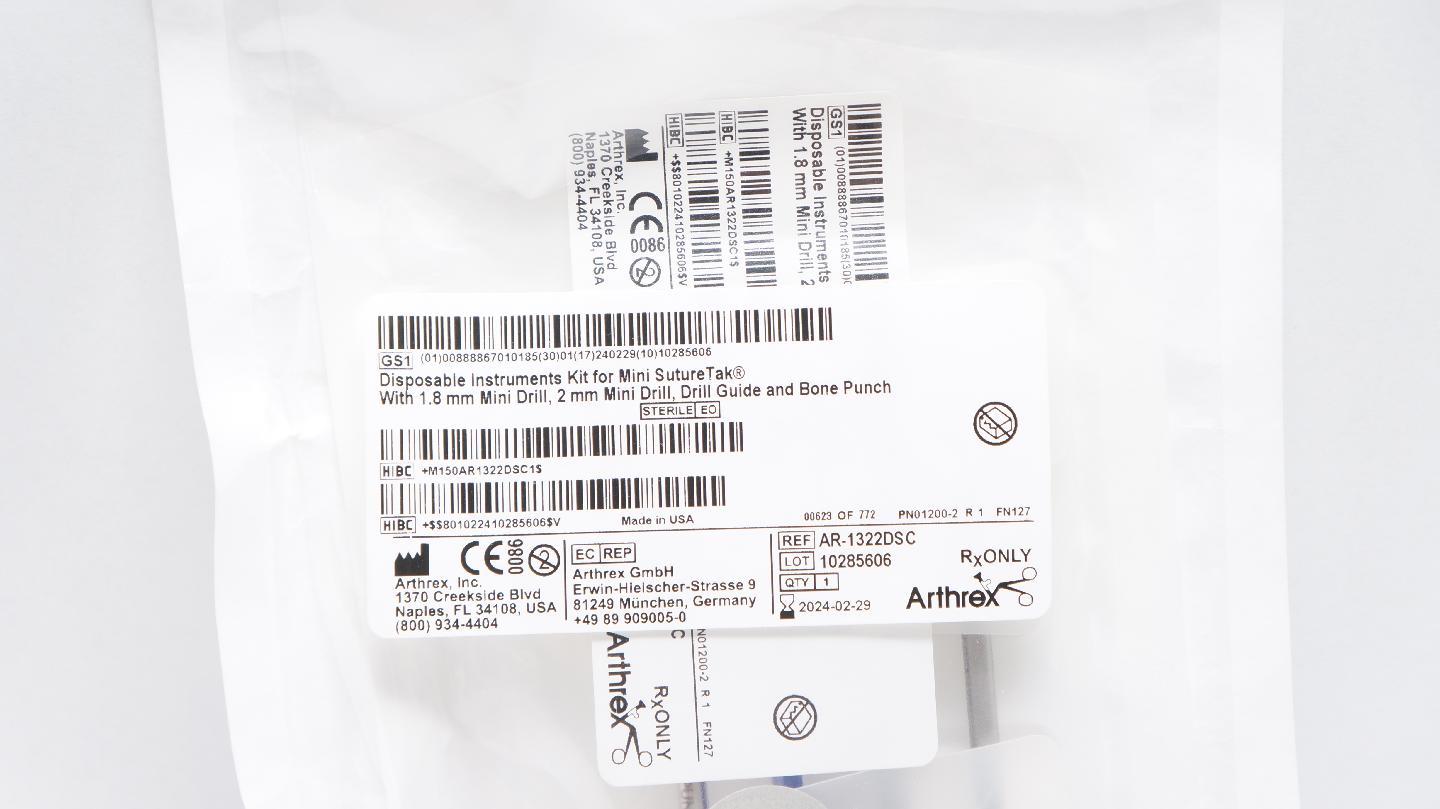 Arthrex AR-1322DSC Disposable Instruments Kit (x)