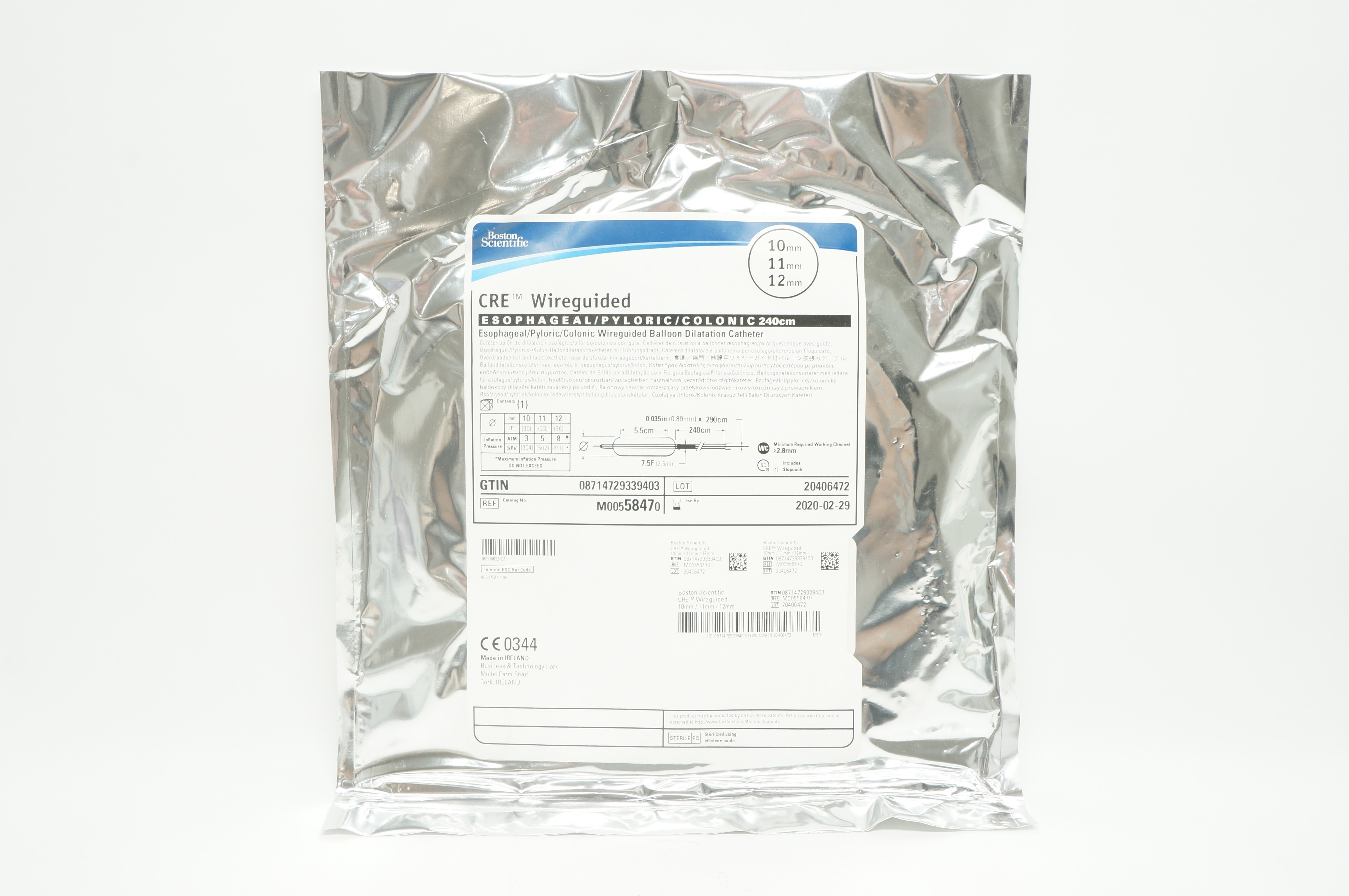 Boston Scientific M00558470 CRE Wireguided Balloon Dilatation Cath 10-11-12mm(x)