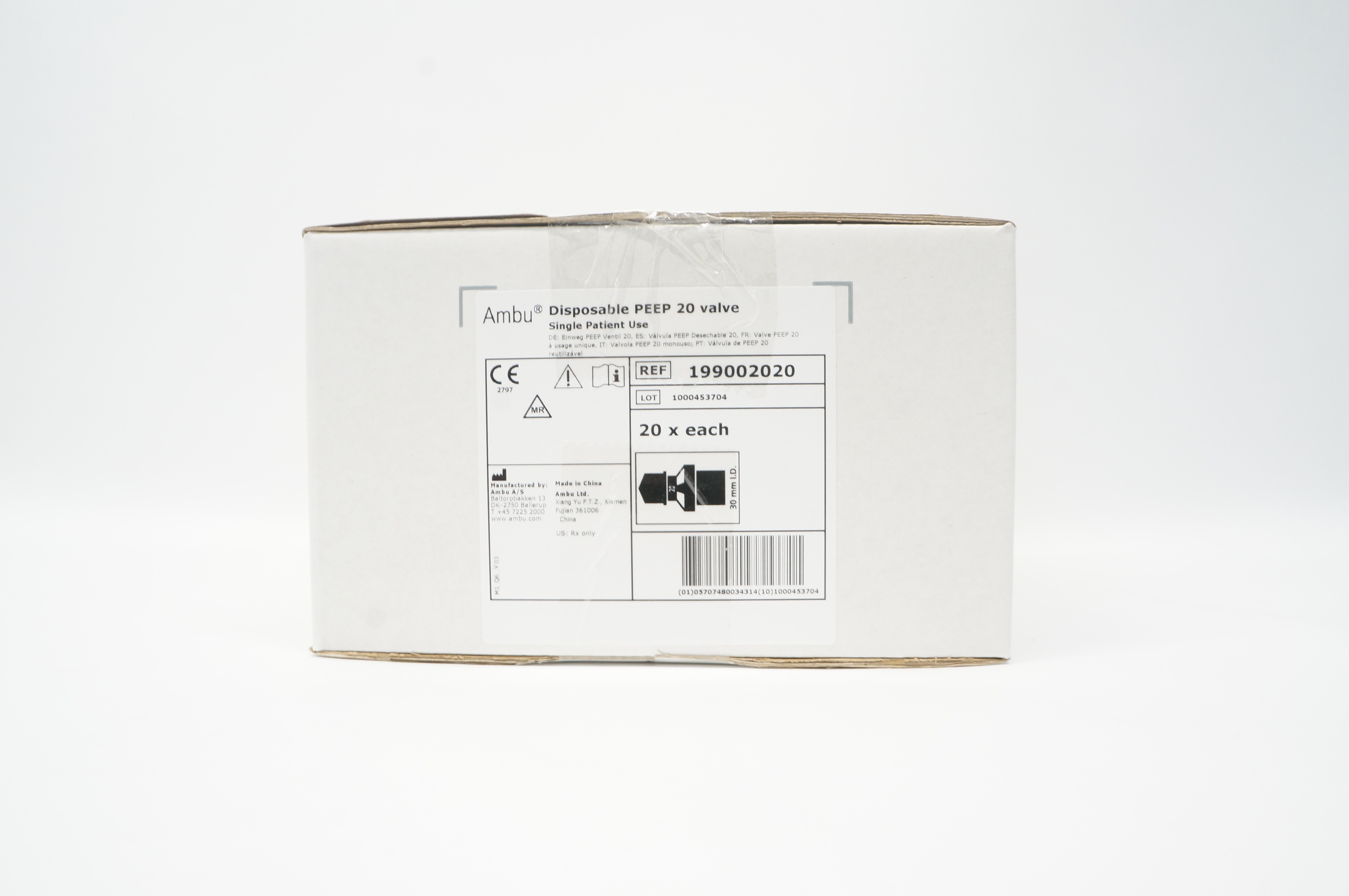 Ambu 199002020 Respiratory Care Disposable PEEP 20 valve 30mm I.D. - Box of 20