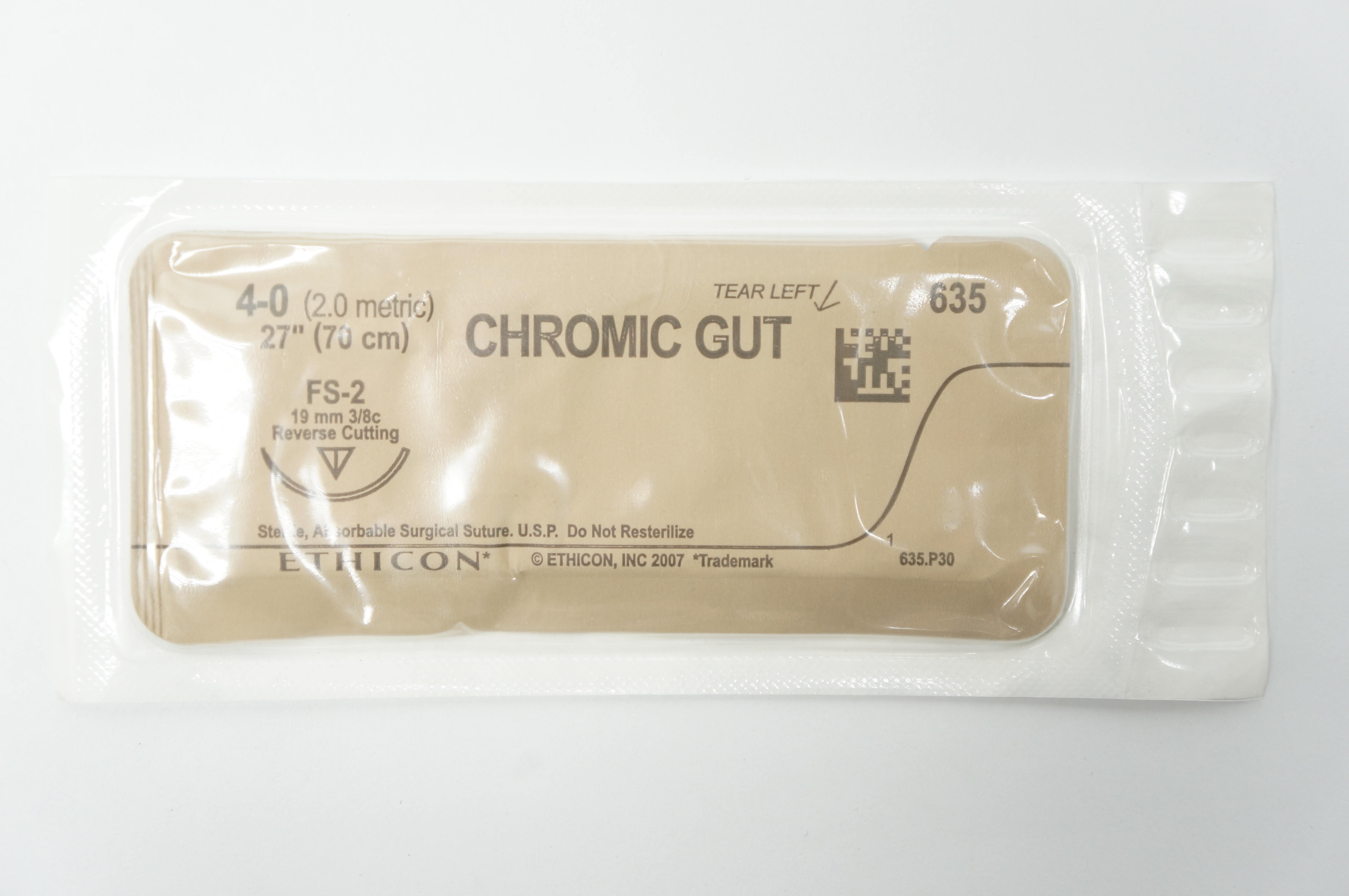 Ethicon 635 4-0 CHROMIC GUT, FS-2 19mm 3/8c Reverse Cutting, 27inch (x)