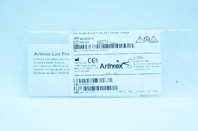 Arthrex AR-8835-14 Low Proﬁle Nonlocking Screw, SS, 3.5 x 14 mm, Cortical