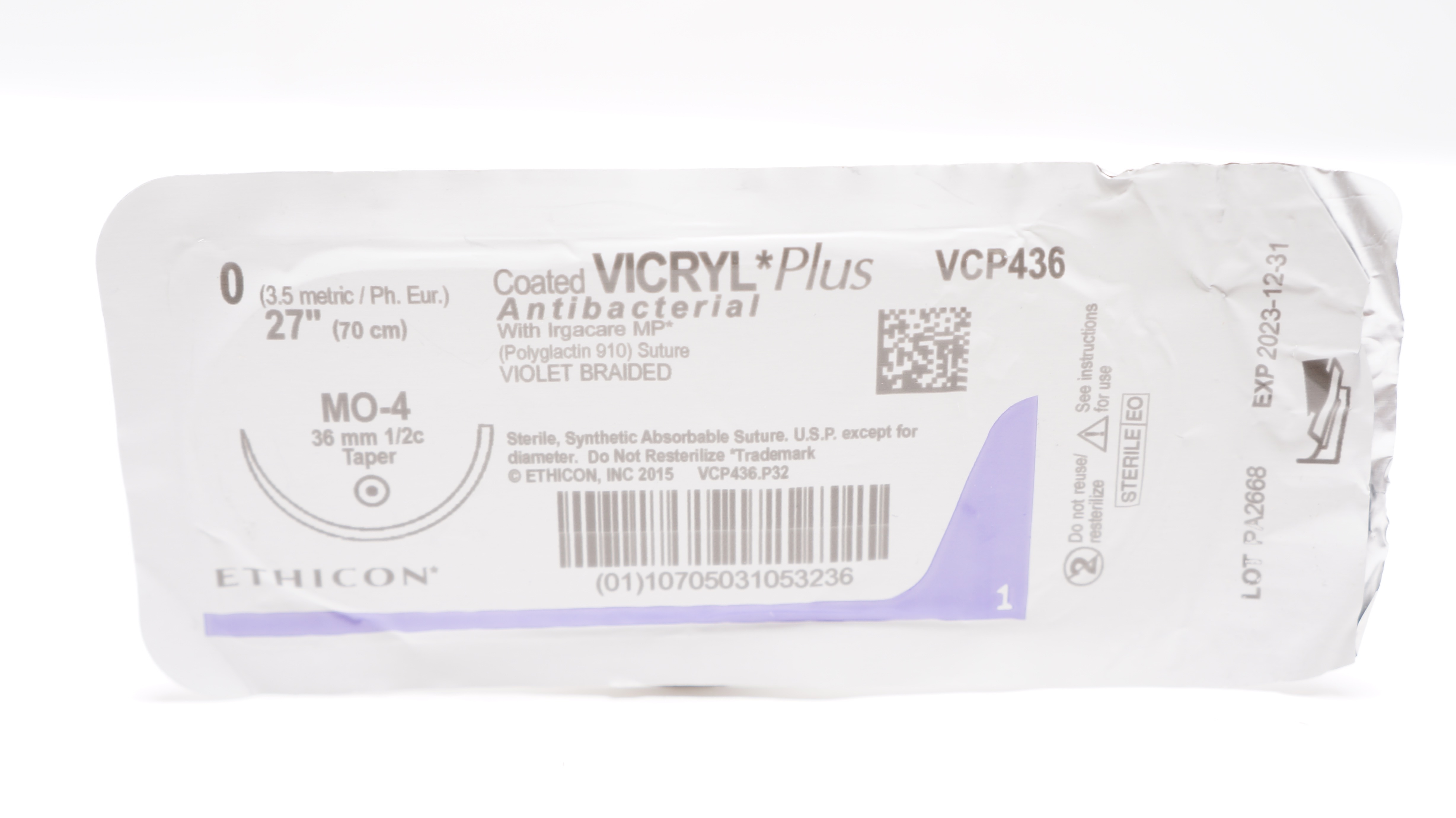 Ethicon J346 0 Coated VICRYL, CT-1 36mm 1/2c Taper, 36inch (x)