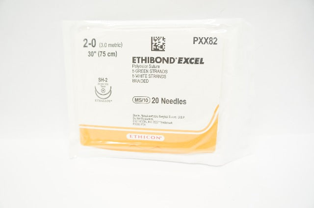 Ethicon PXX82 2-0 ETHIBOND EXCEL, SH-2, 20mm 1/2c Taper, 30inch