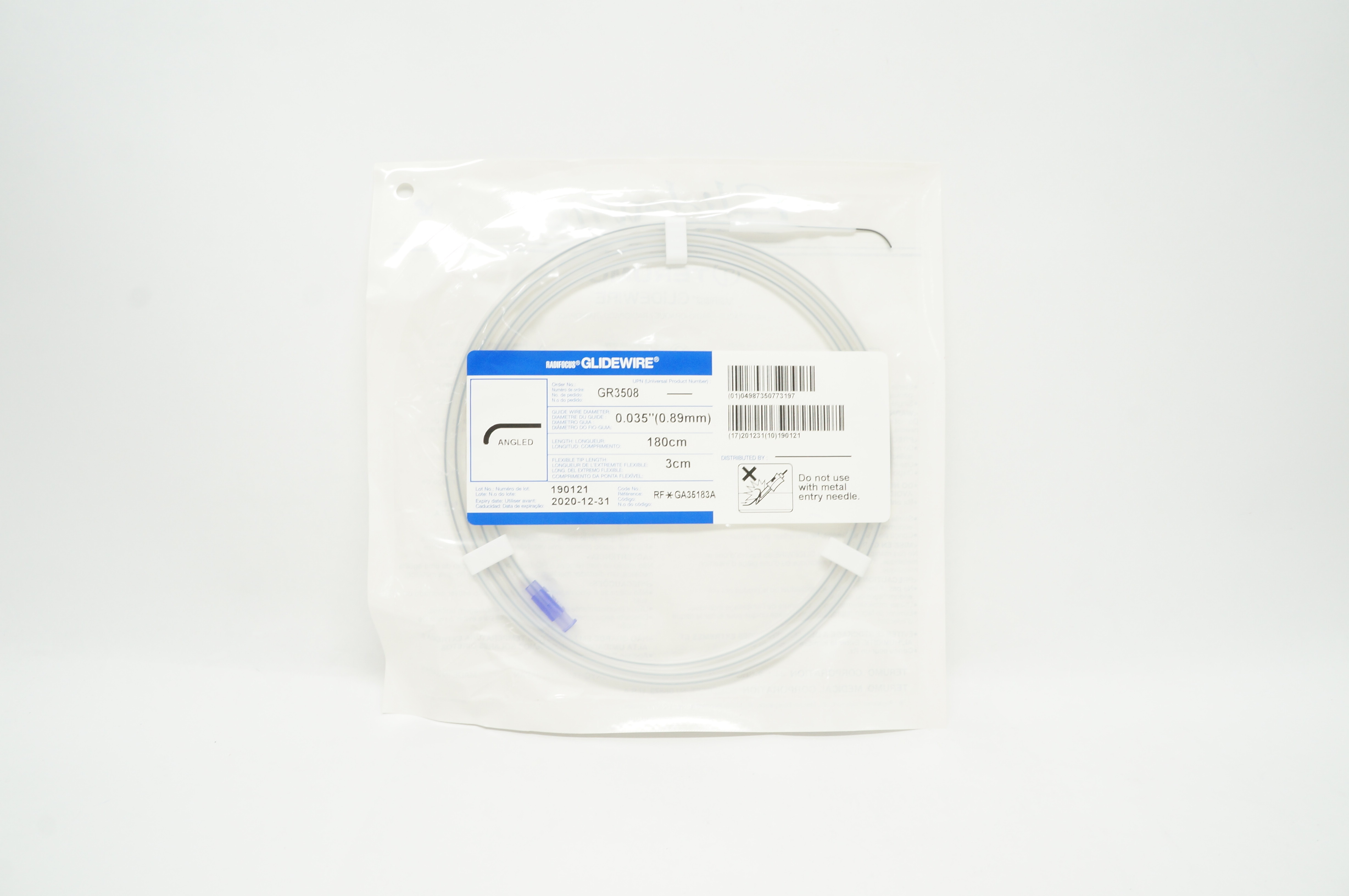 Terumo GR3508 Radifocus Glidewire Angled, 0.035inch x 3cm x 180cm (x)