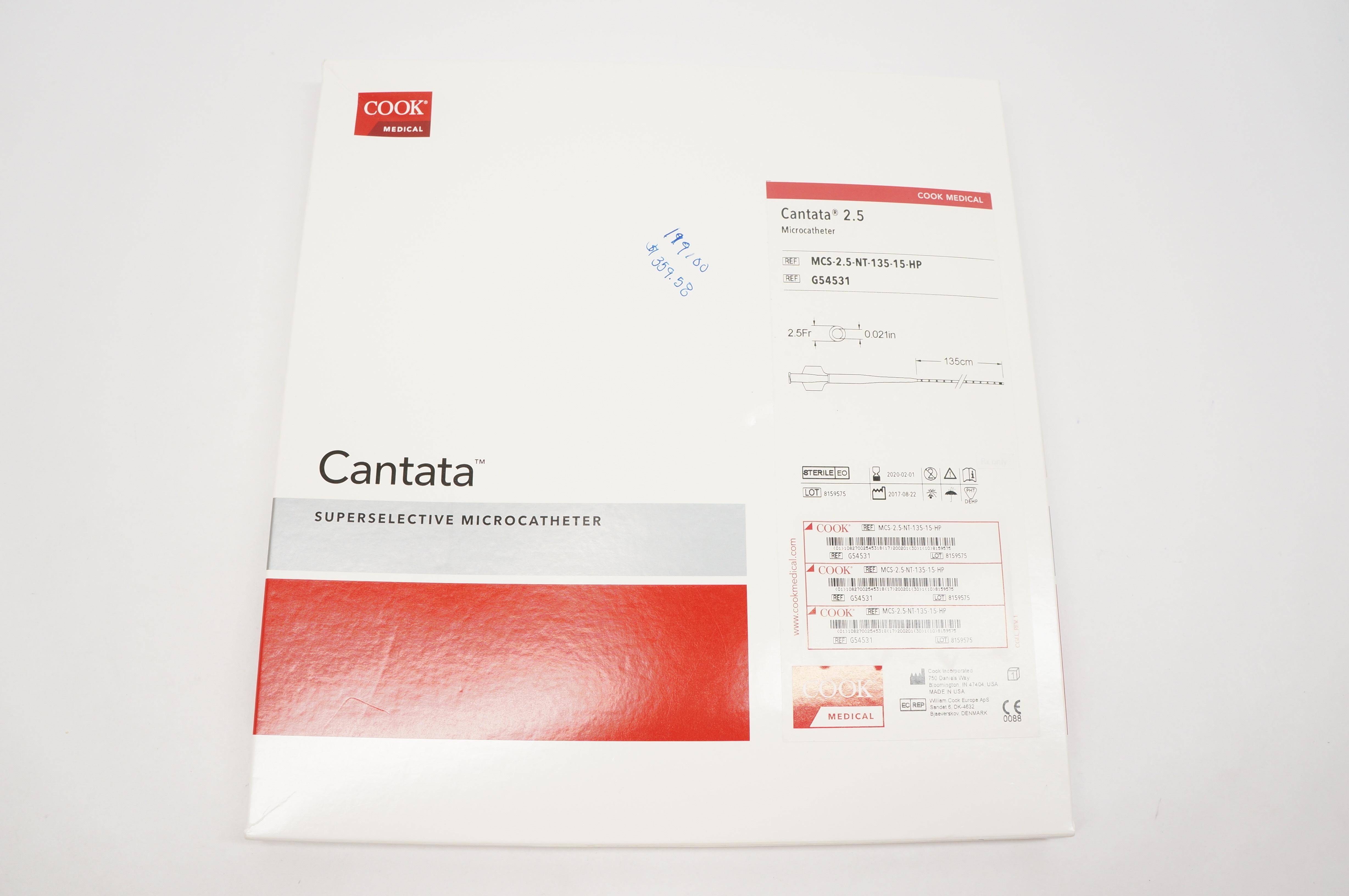Cook Medical G54531 Cantata 2.5 Superselective Microcatheter 2.5Fr. x 135cm (x)
