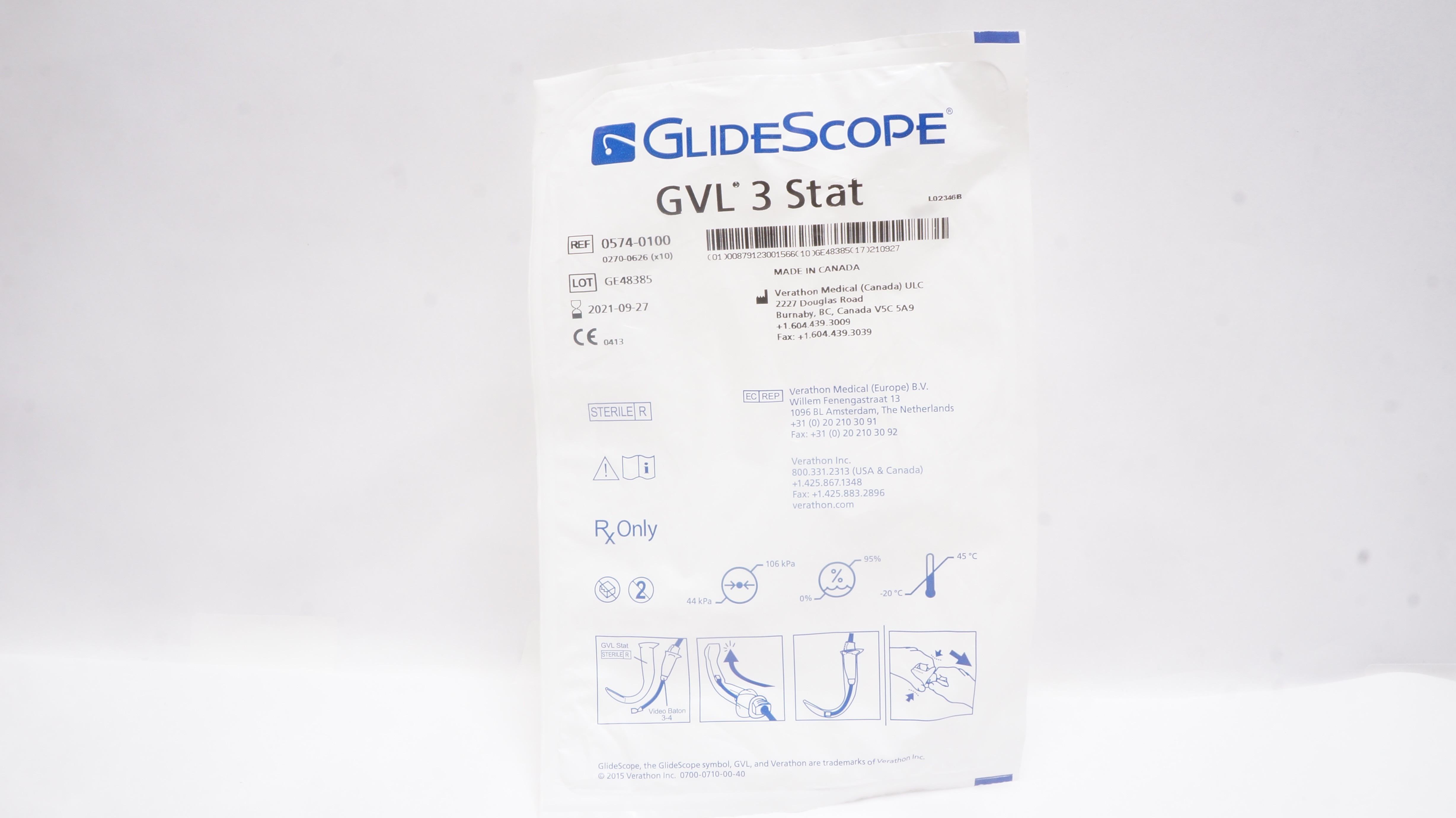 Verathon Medical 0574-0100 GlideScope GVL 3 Stat (x)