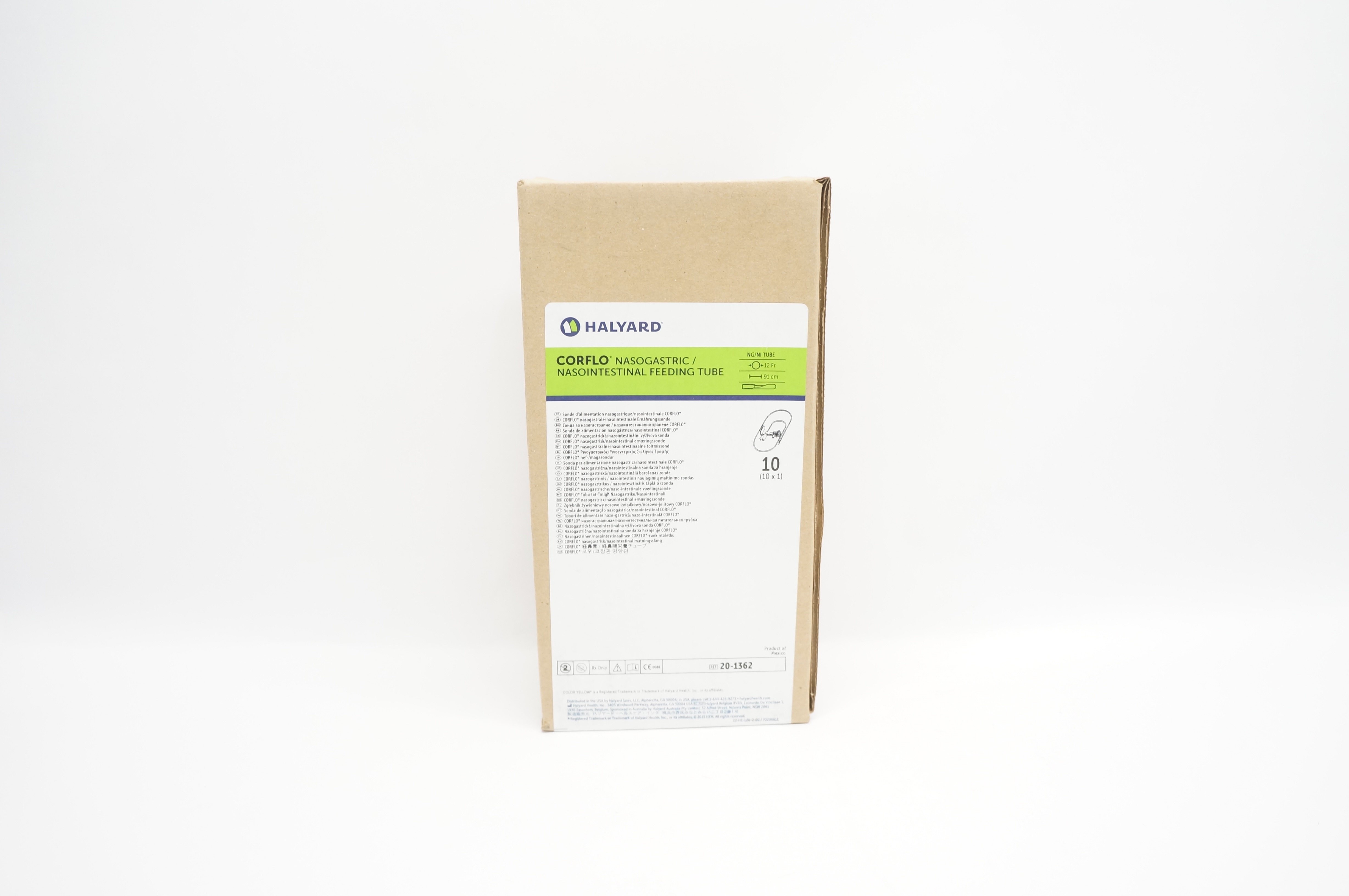 Halyard 20-1362 Nasogastric/Nasointestinal Feeding Tube 12Fr x 91cm - Box of 10