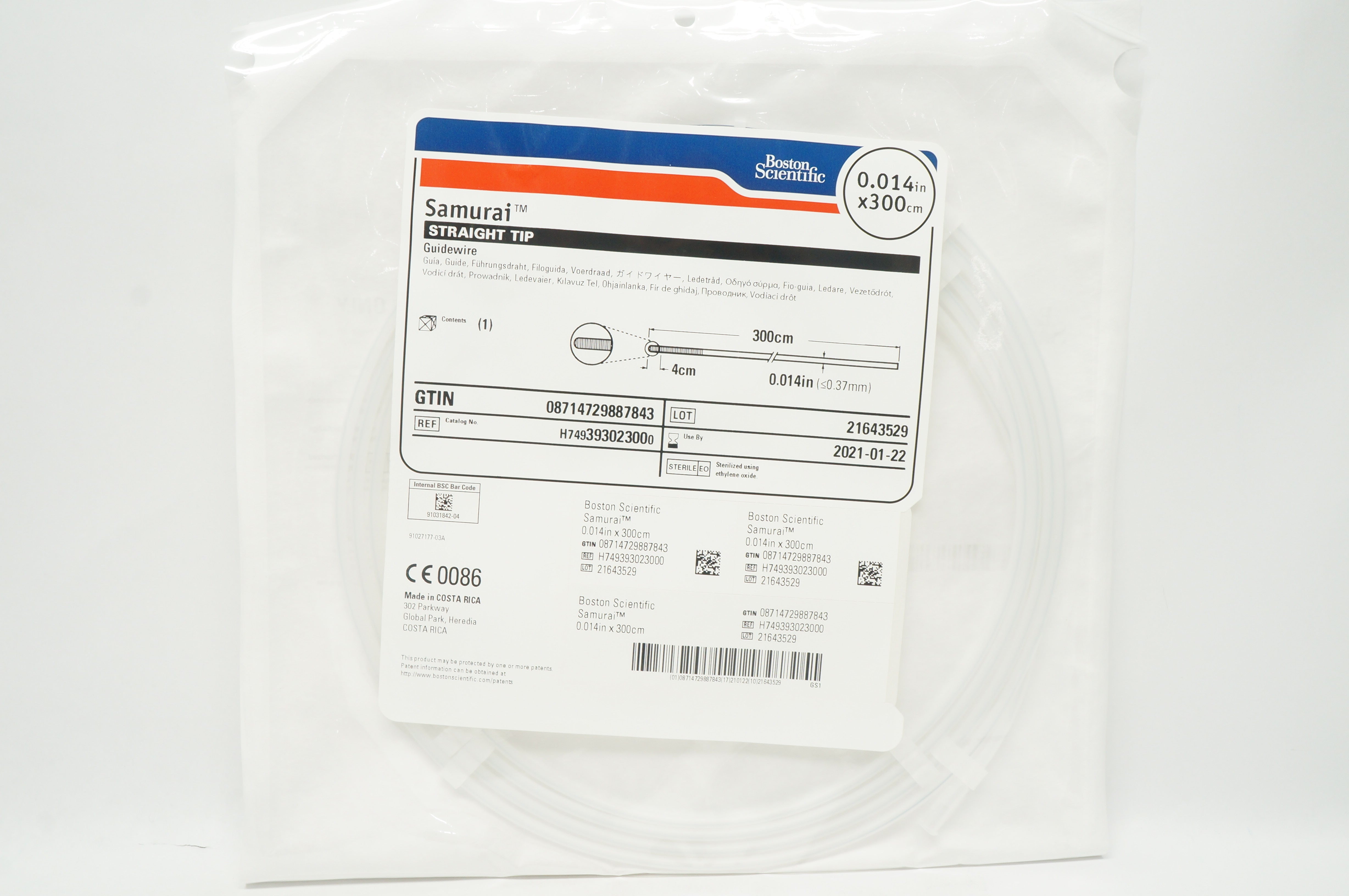 Boston Scientific 39302300 Samurai Guidewire 0.014inch x 300cm (x)