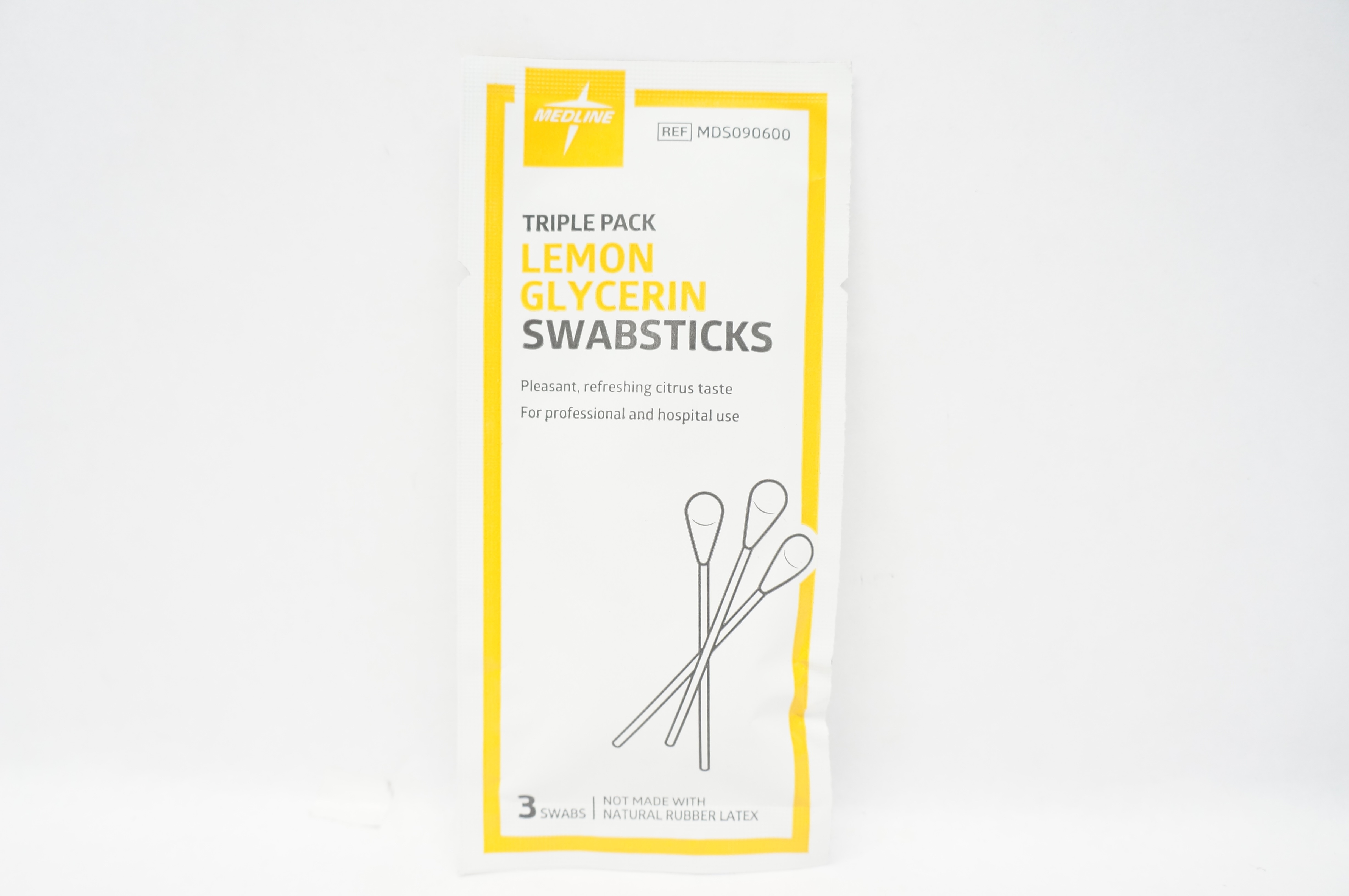 Medline MDS090600 Triple Pack Lemon Glycerin Swabsticks - Pack of 3