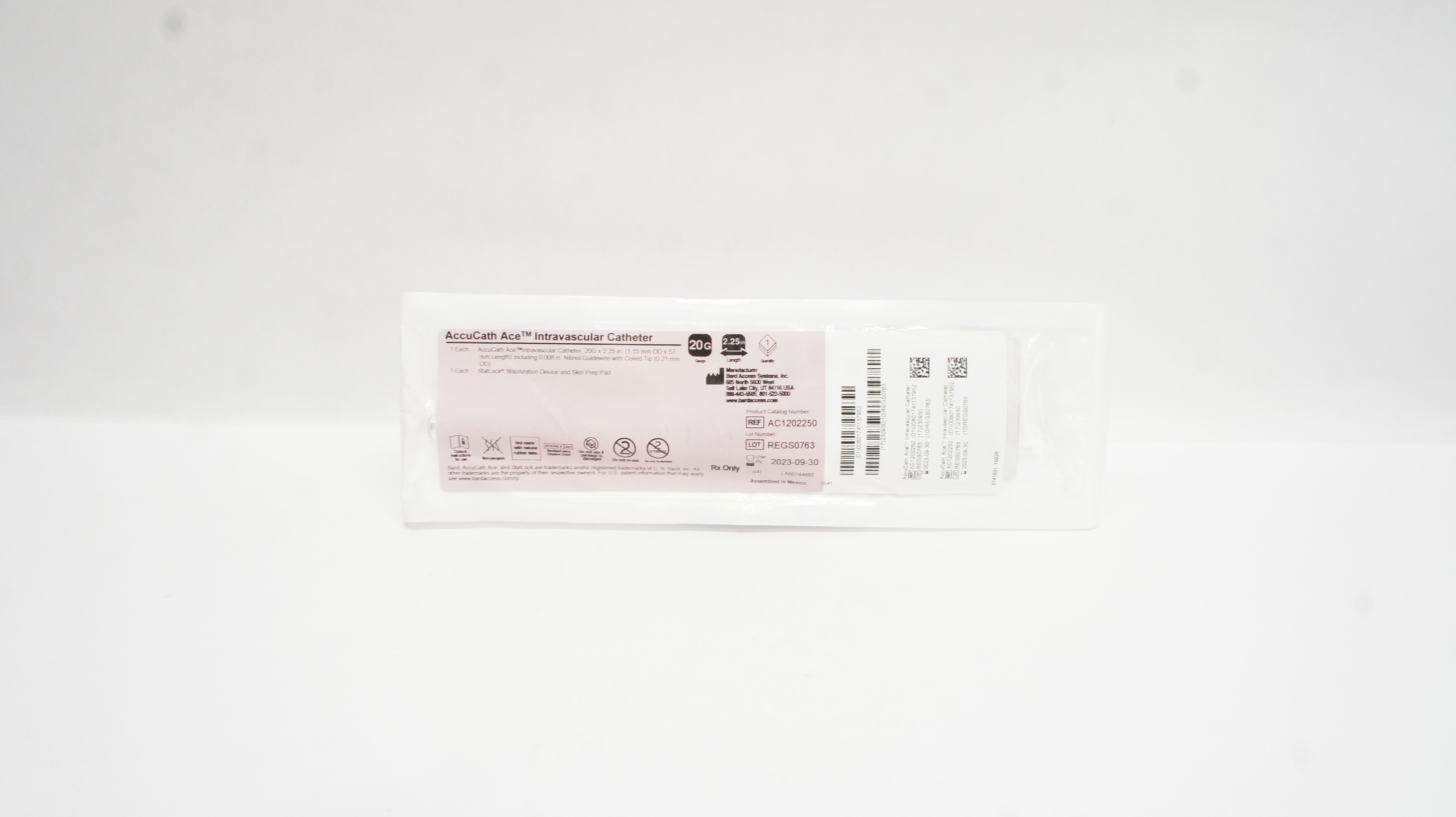 Bard AC1202250 AccuCath Ace Intravascular Cath. 20G (x)