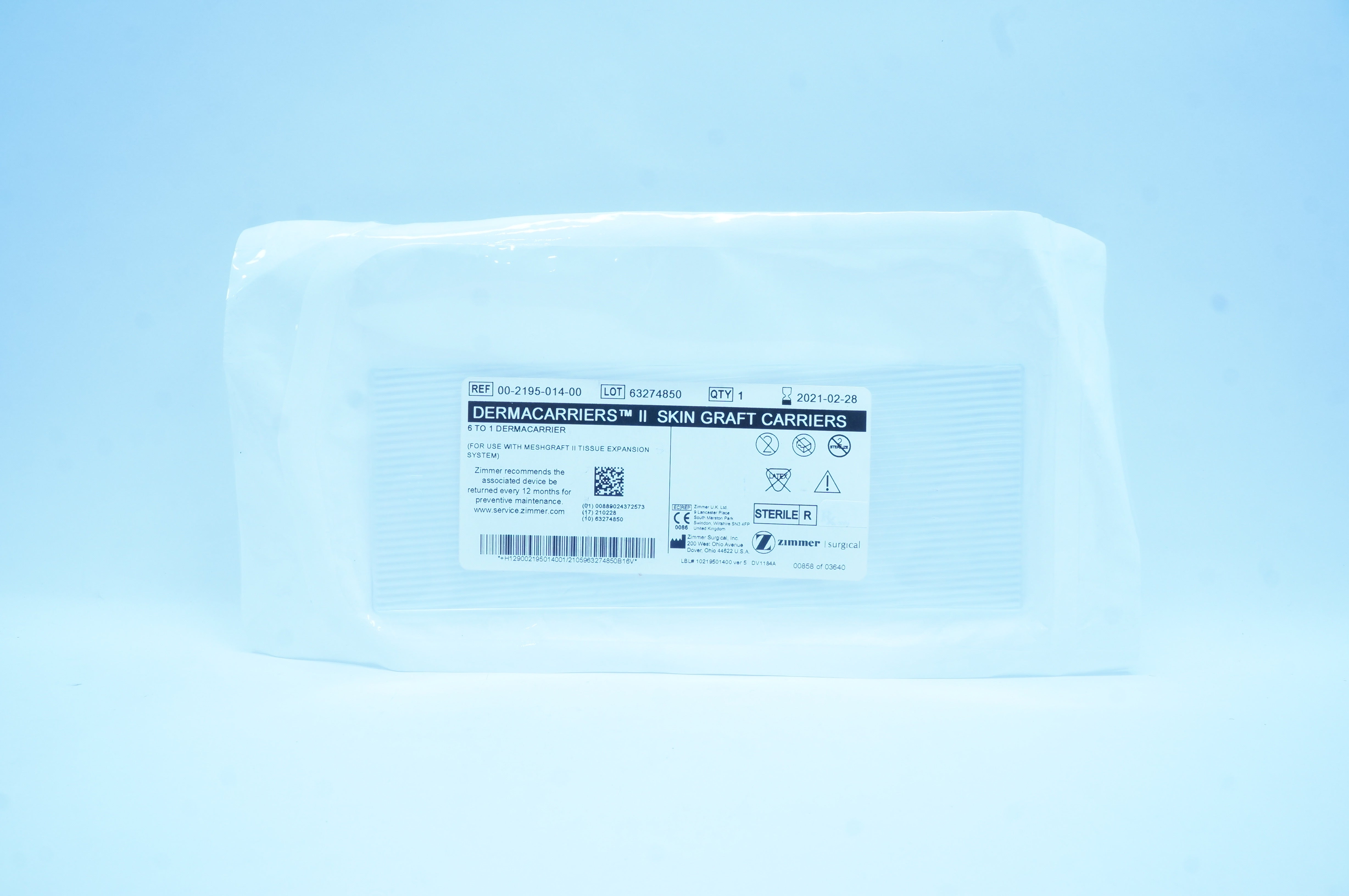 Zimmer 00-2195-014-00 Dermacarriers II Skin Graft Carriers 6 to 1 (x)