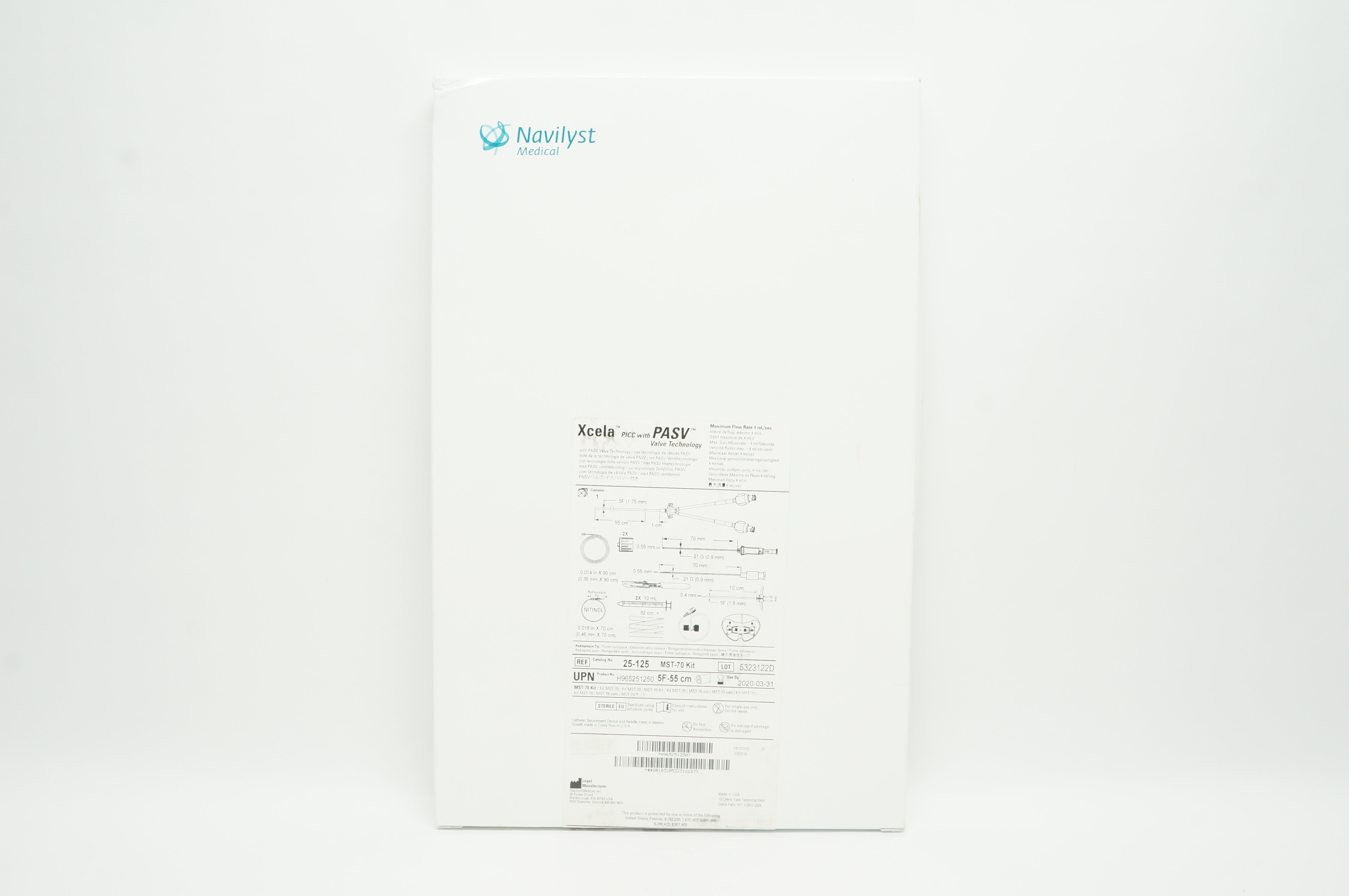 Navilyst Medical 25-125 Xcela PICC With PASV Valve Technology 5F x 55cm (x)