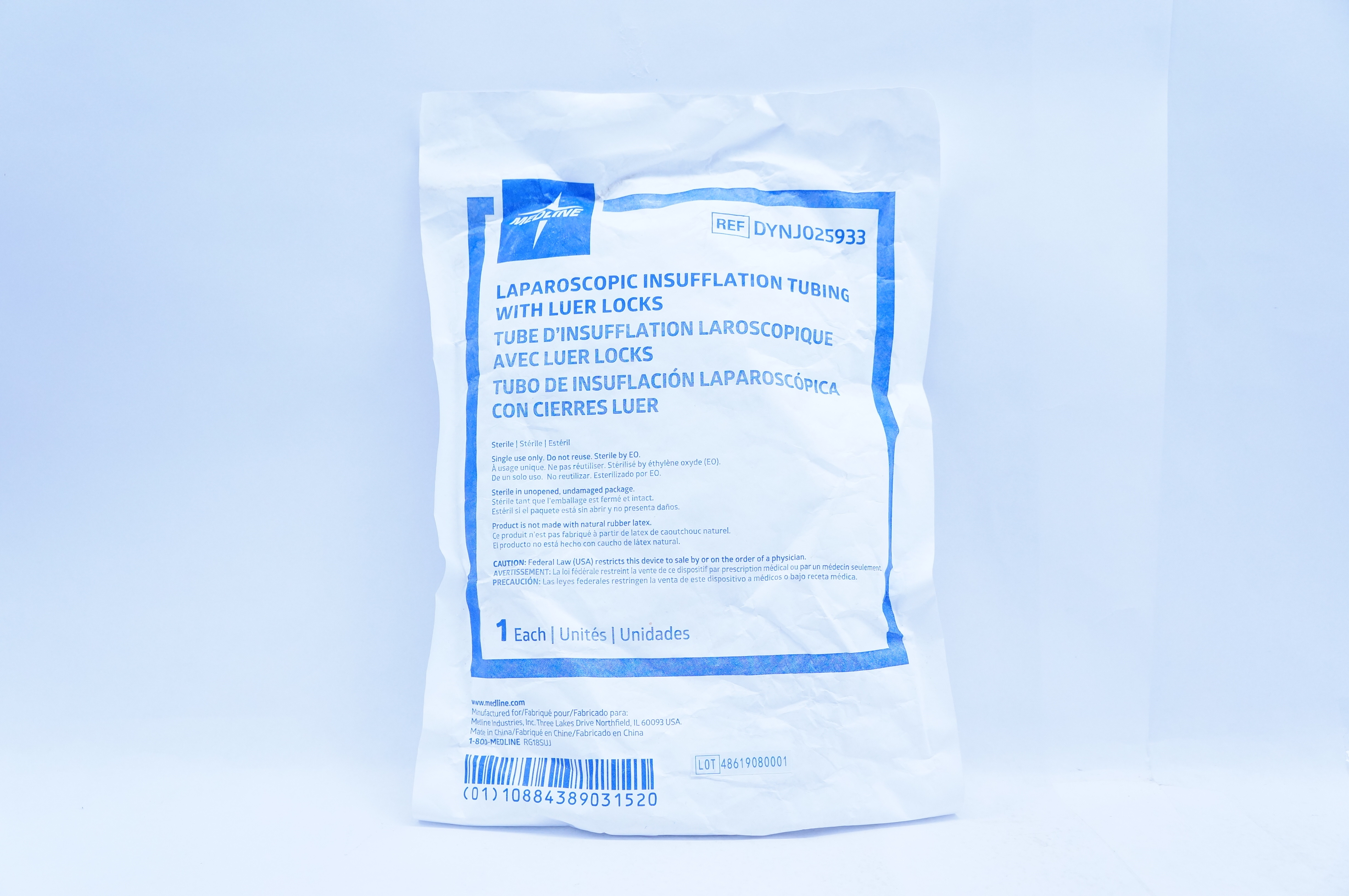 Medline DYNJ025933 Laparoscopic Insufflation Tubing with Luer Locks