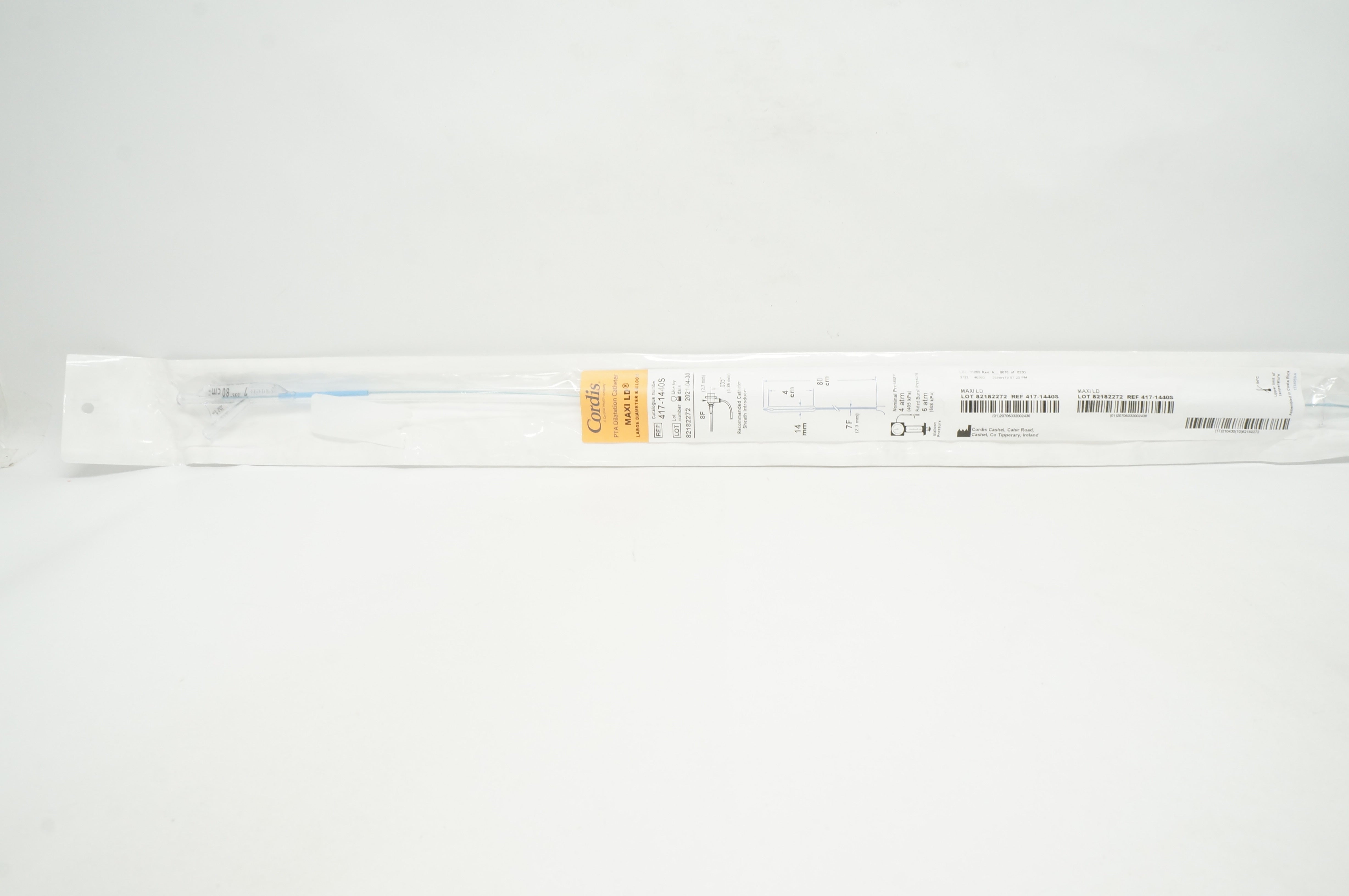 Cordis 417-1440S Maxi LD Large Diameter Balloon PTA Dilatation Cath. 8F (x)