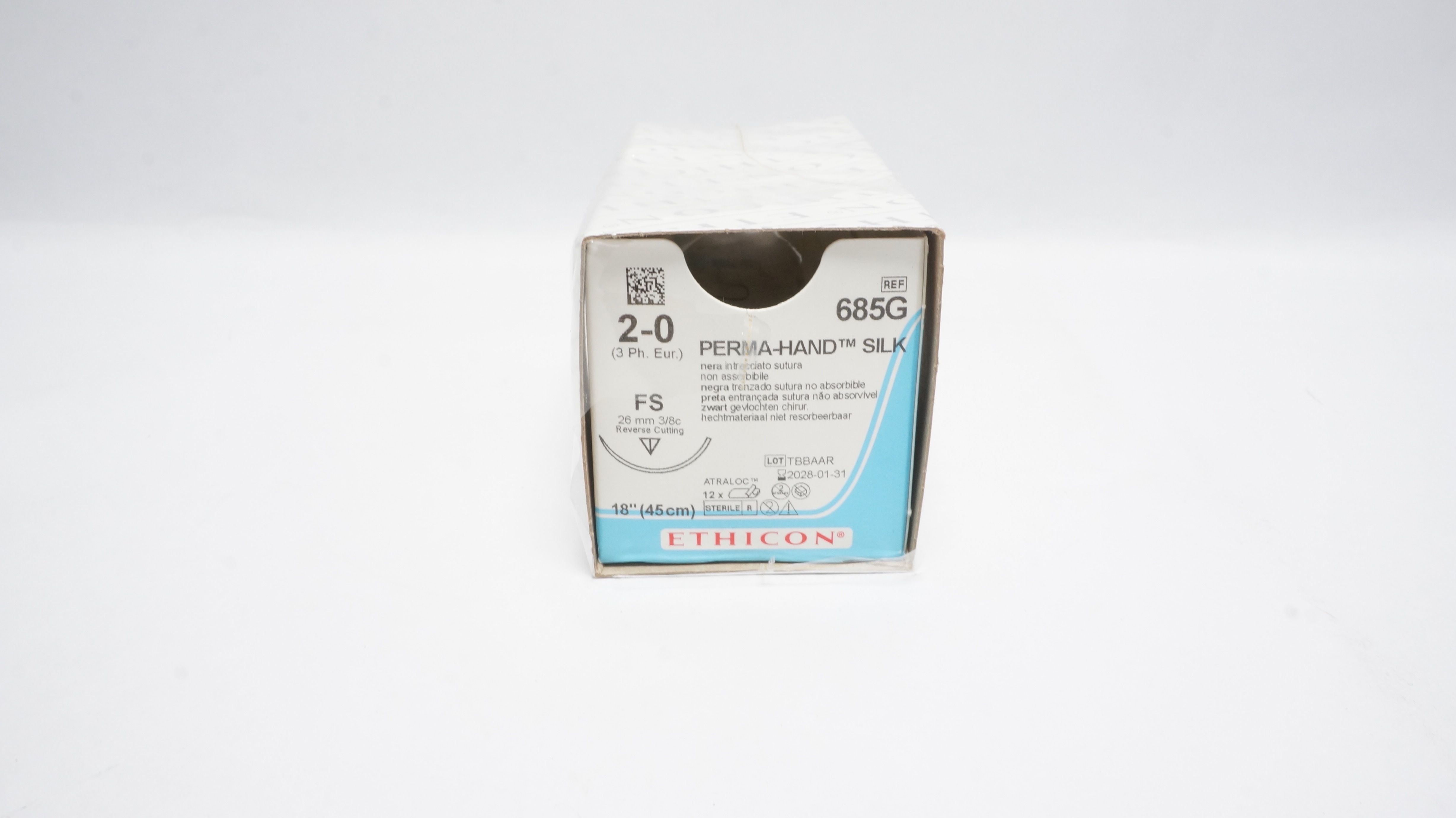 Ethicon 685G 2-0 PERMA-HAND SILK, FS, 26mm 3/8c 18inch - Box of 4