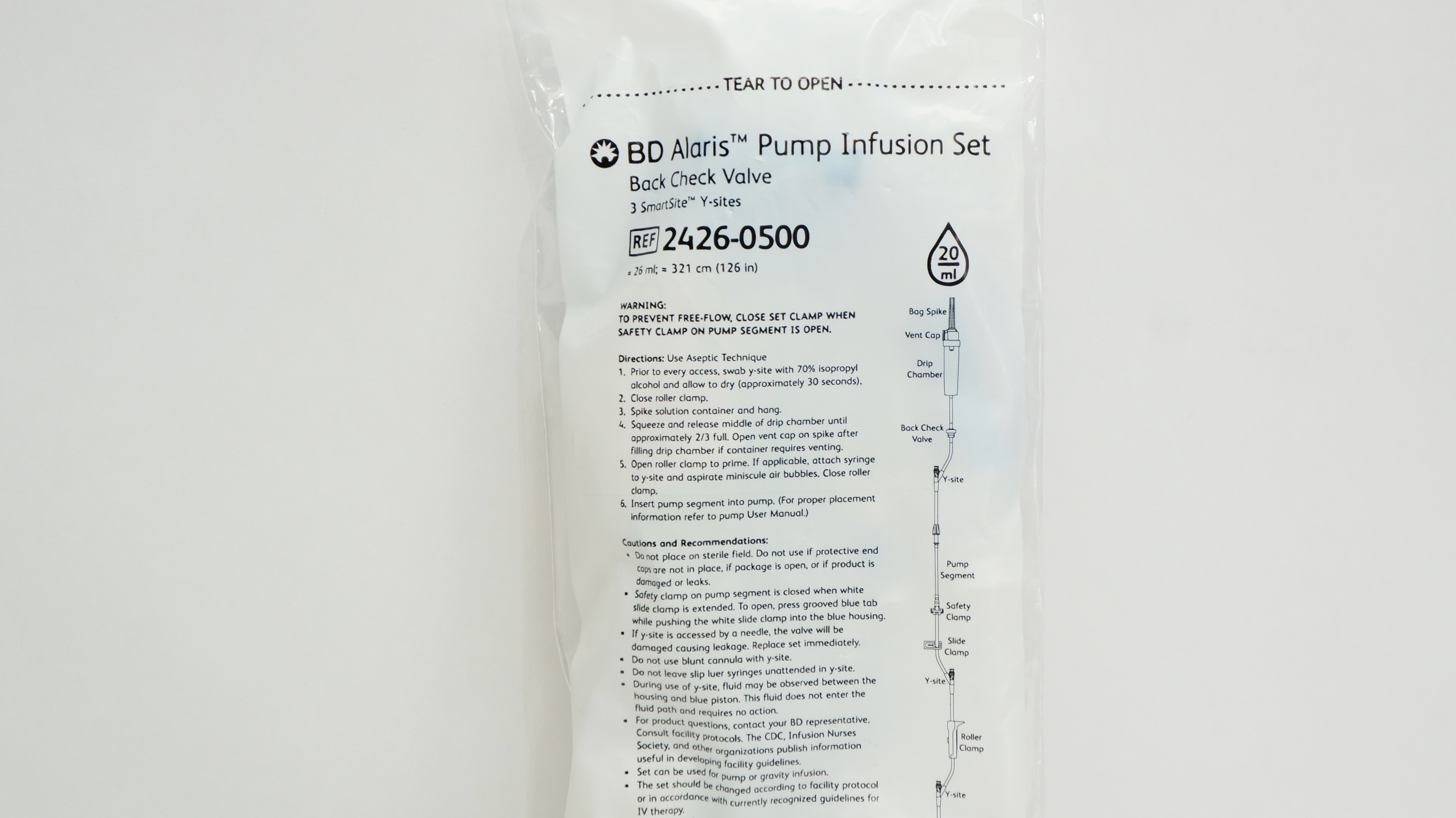 BD 2426-0500 Alaris Pump Infusion Set 26mL x 126inch Approx. 20Drops/mL