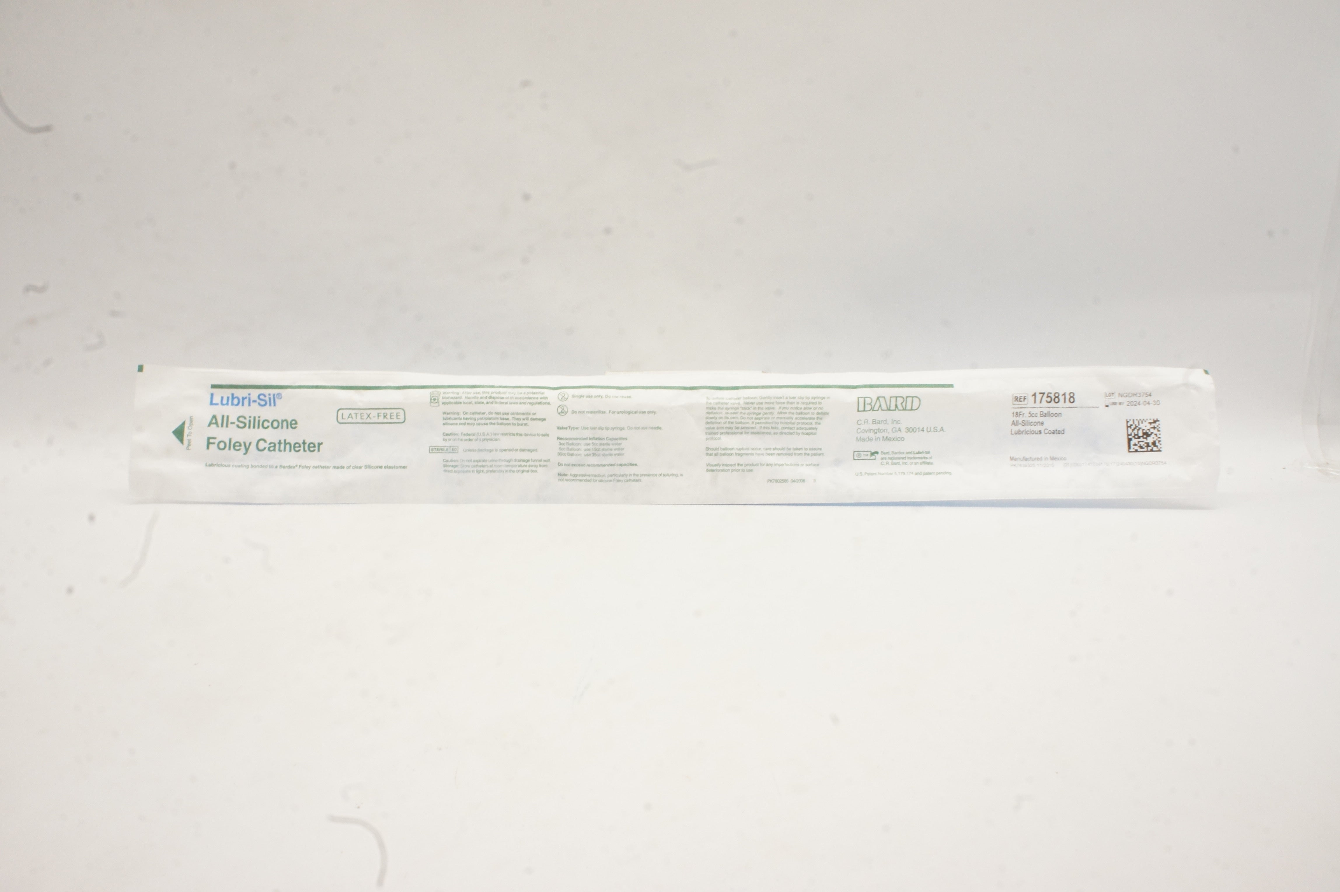 Bard 175818 Lubri-Sil I.C. Anti-Microbial All-Silicone Foley Cath. 18Fr