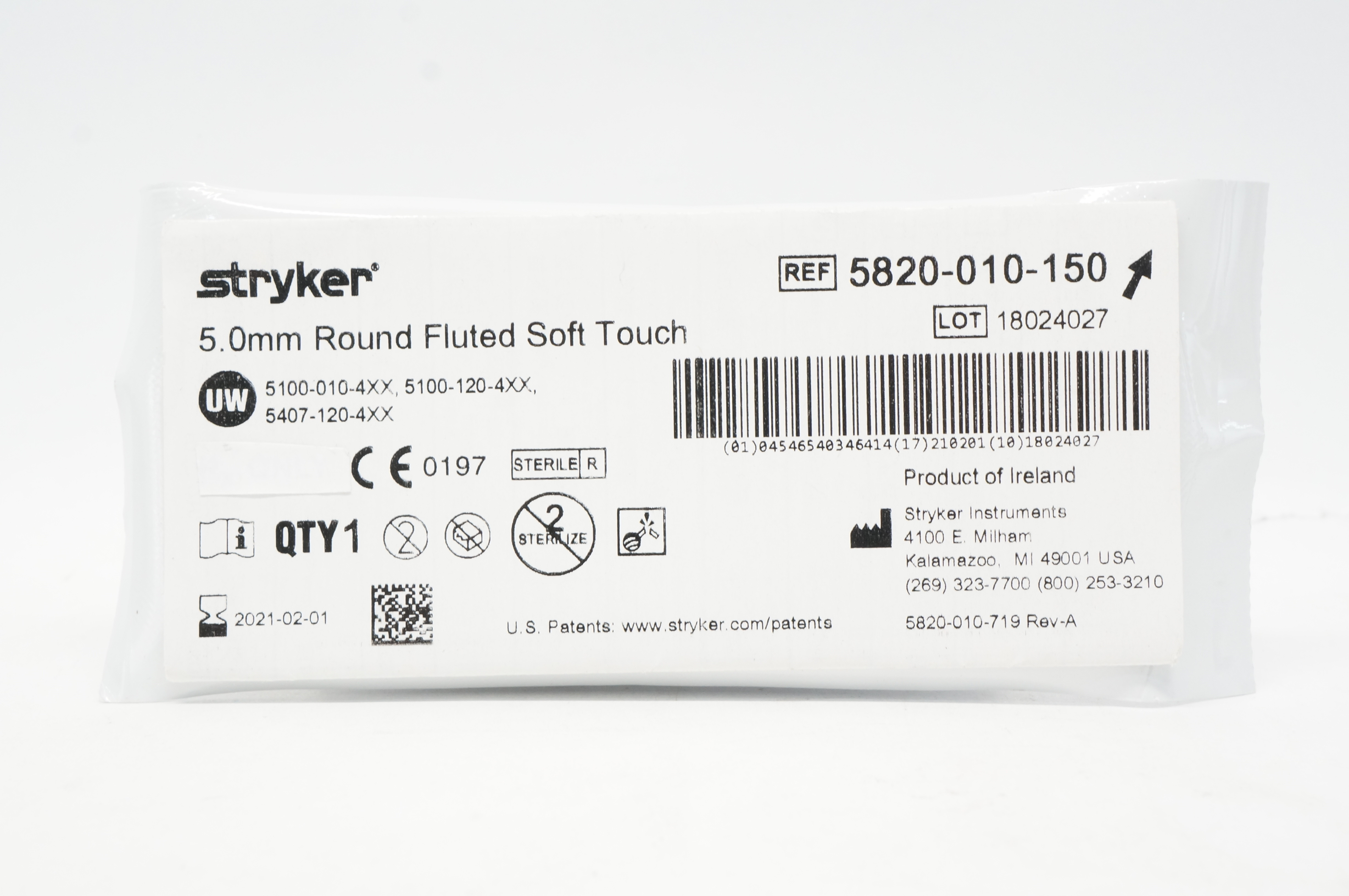 Stryker 5820-010-150 Round Fluted Soft Touch 5.0 mm (x)