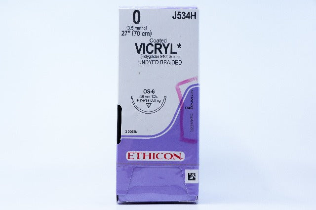 Ethicon J534H 0 VICRYL, OS-6, 36mm 1/2c, 27inch ~ Pack of 36 (x)