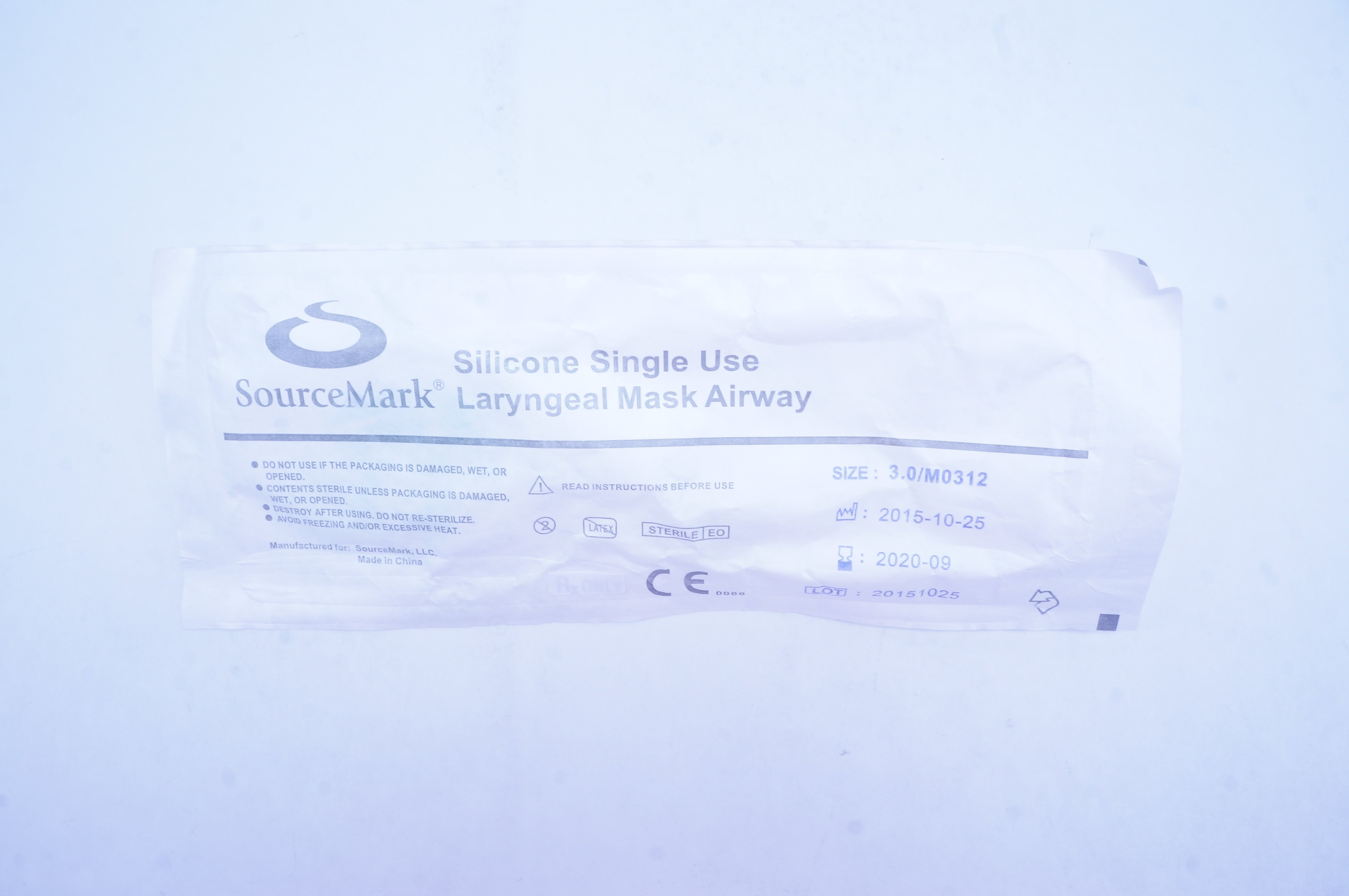 SourseMark M0312 Laryngeal Mask Airway Size 3 (30-50kg) Air <20mL/60cm H2O (x)