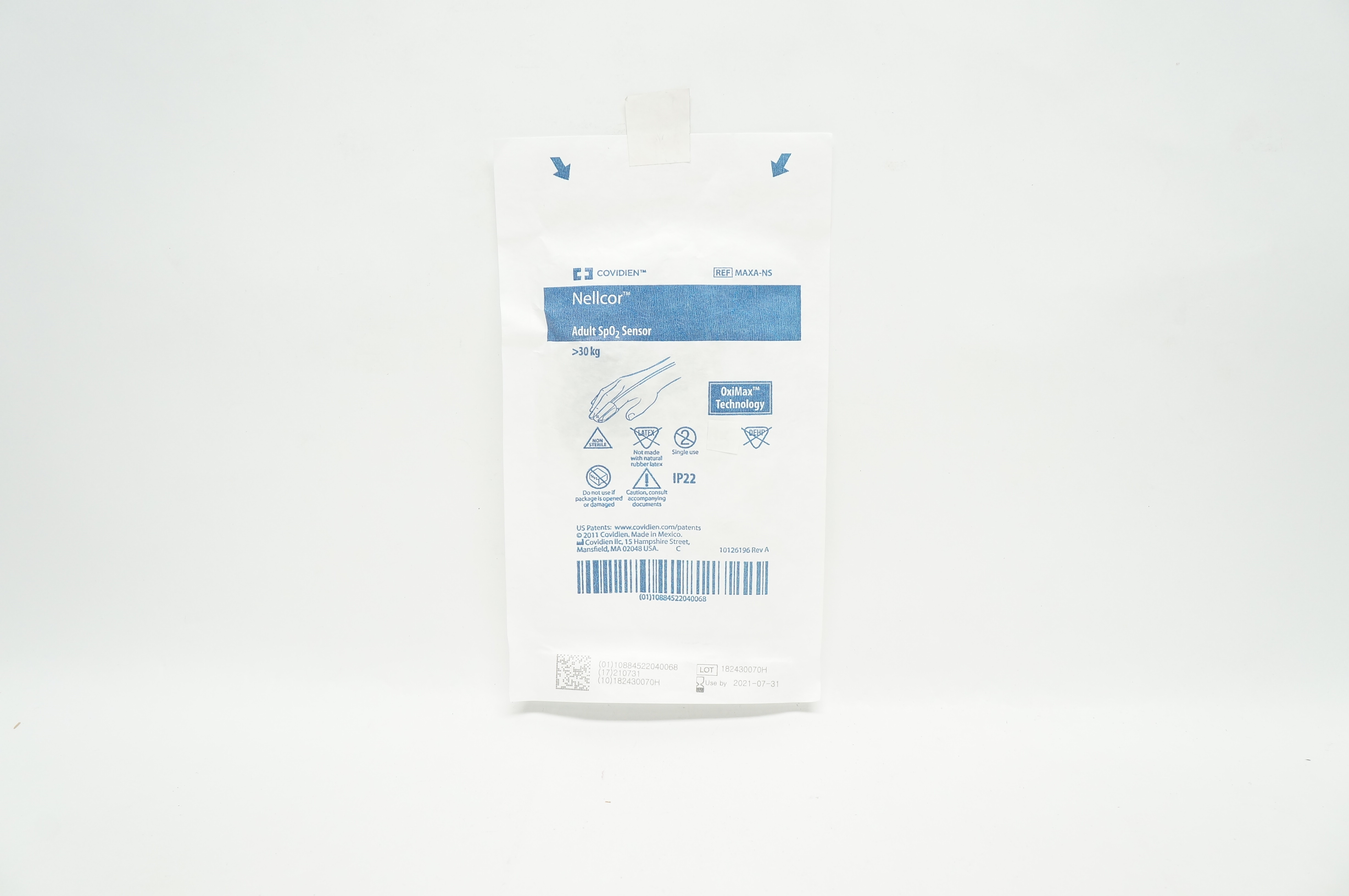 Covidien MAXA-NS Nellcor Adult SpO2 Sensor > 30kg OxiMax Technology