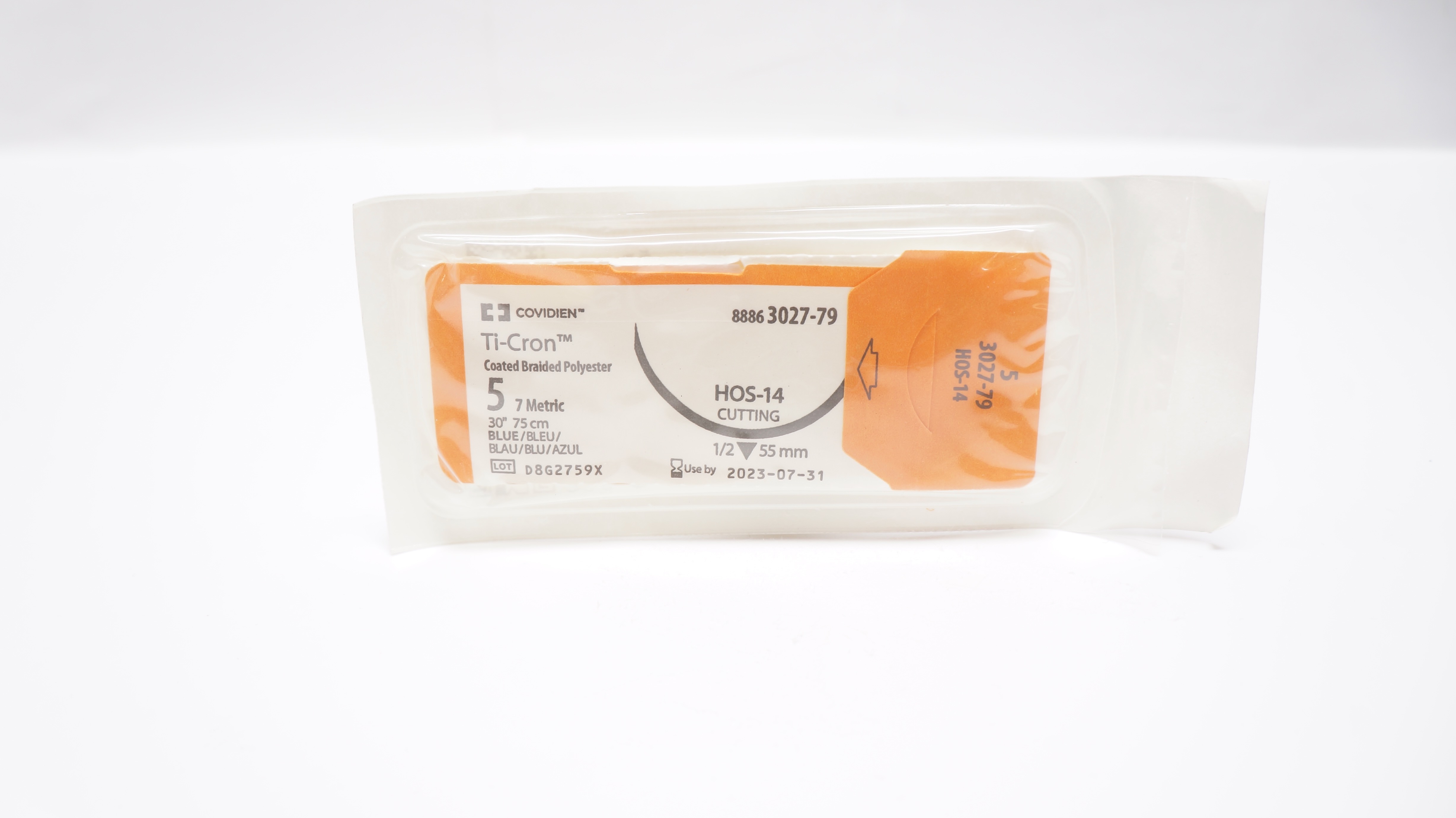 Ethicon 3027-79 5 Ti-Cron Coated Polyester, HOS-14, 1/2c 55mm, Blue, 30inch (x)