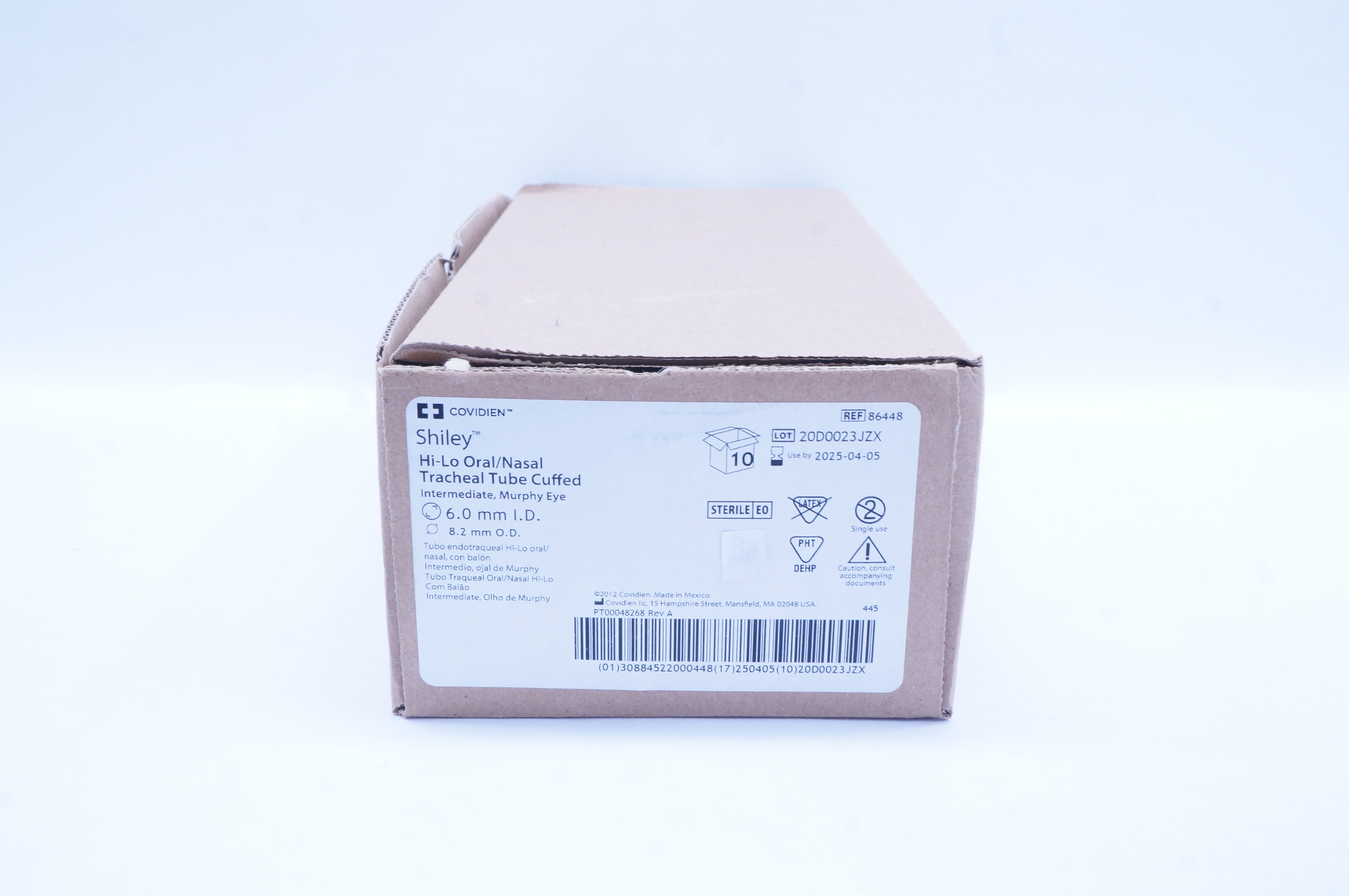 Covidien 86448 Hi-Lo Oral/Nasal Tracheal Tube Cuffed 6.0mm x 8.2mm  - Box of 10