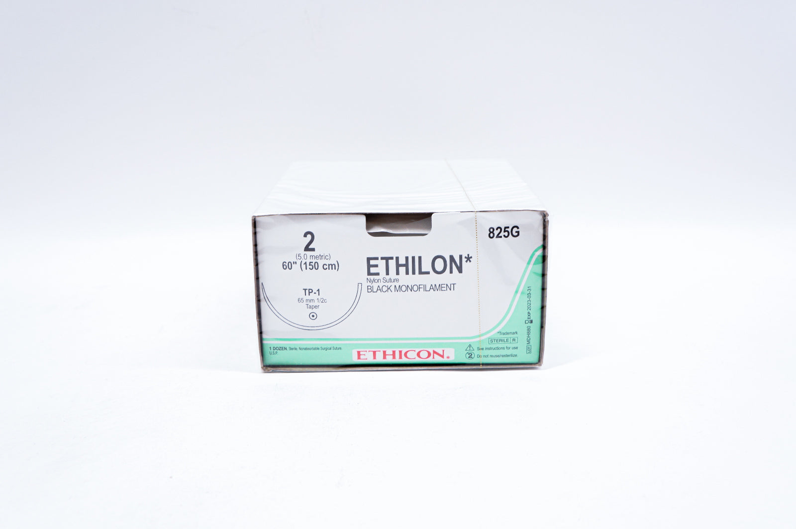 Ethicon 825G 2 ETHILON, TP-1, 65mm 1/2c Taper, 60inch - Box of 12