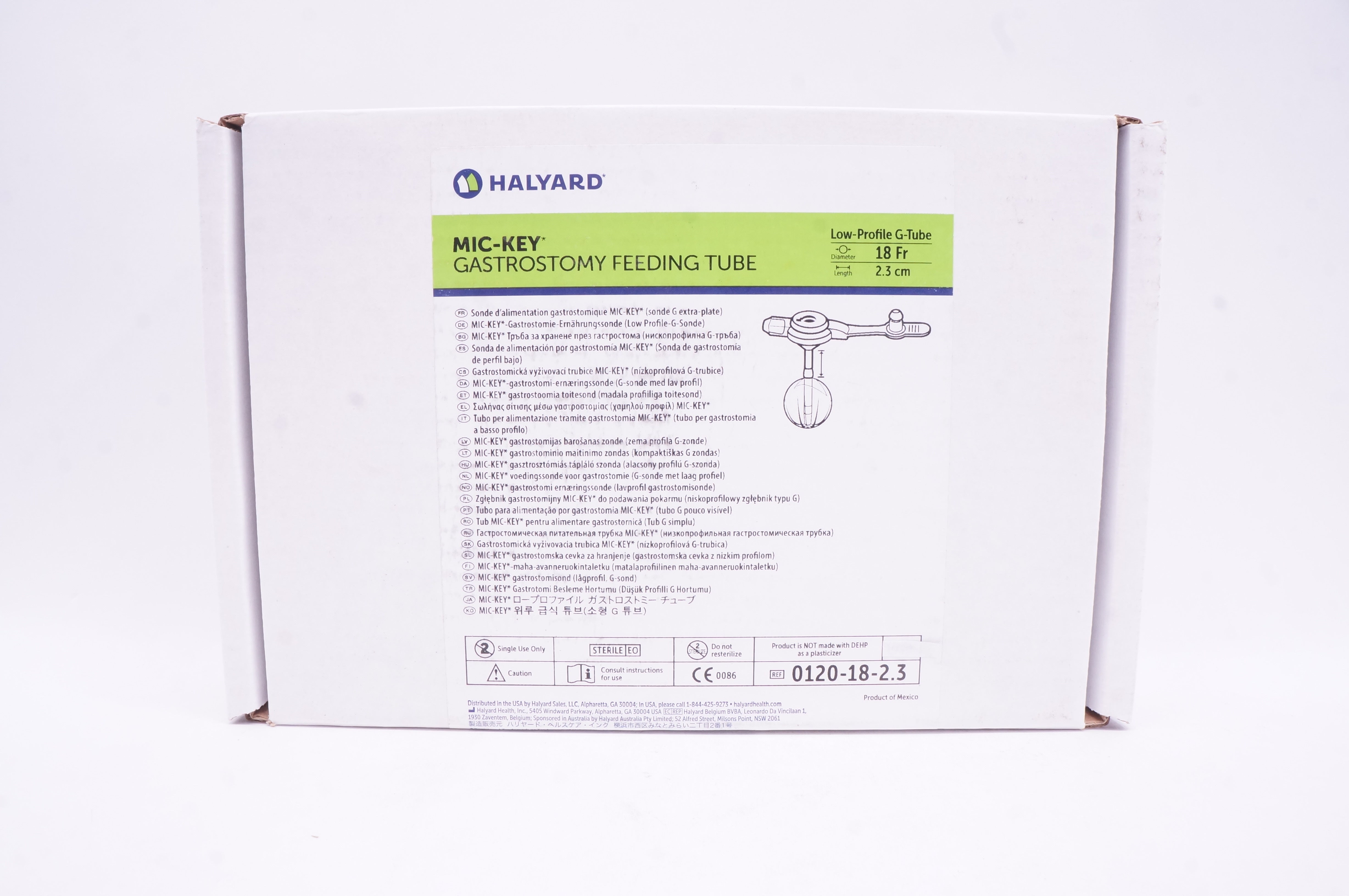 Halyard 0120-18-2.3 MIC-KEY Gastrostomy Feeding Tube 18Fr. 2.3cm (x)