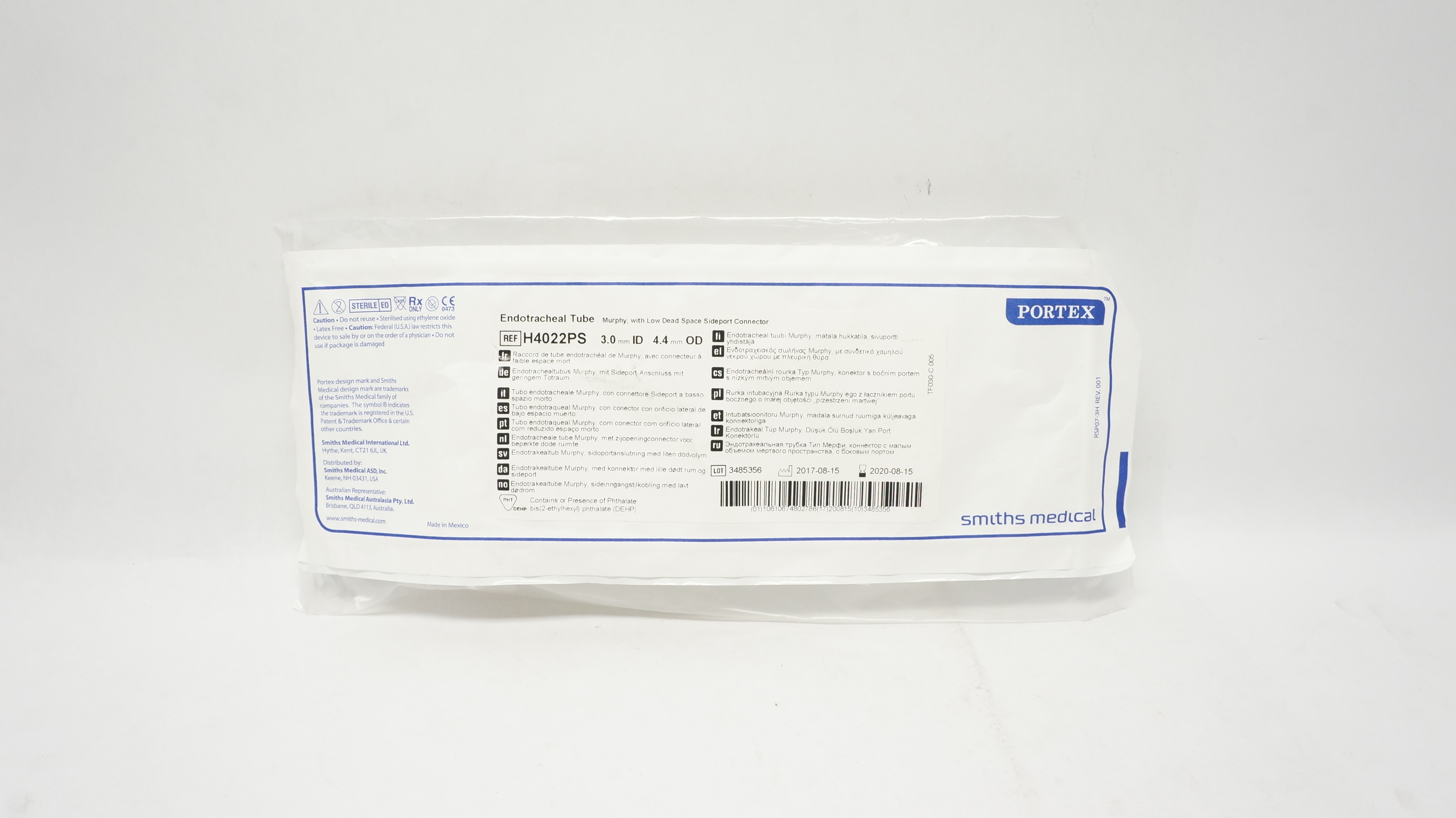 Smiths Medical H4022PS Portex Endotracheal Tube Murphy, 3.0 mm ID x 4.4 mm OD(x)