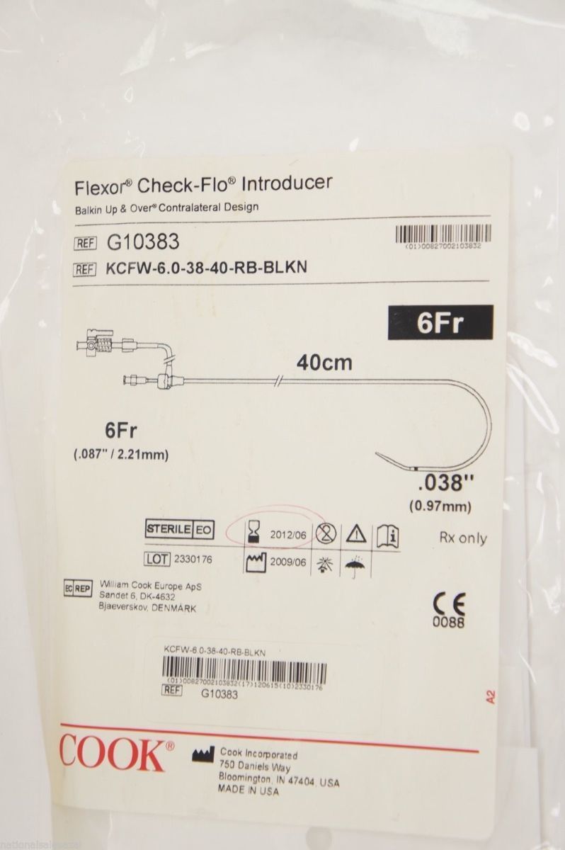 G10383 ~ Cook Medical Contralateral Design 6Fr x 40cm x 0.038in. (x)