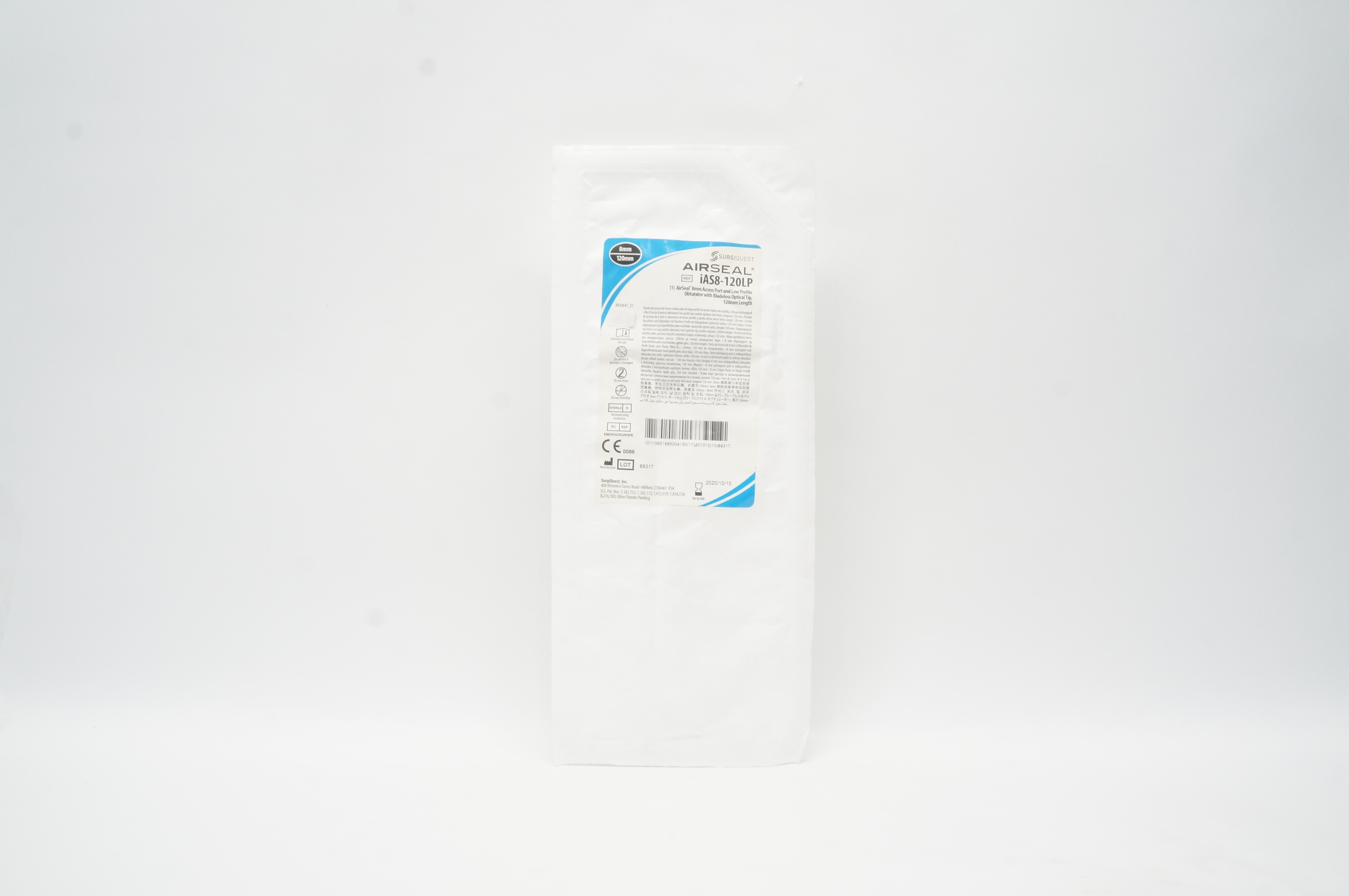 ConMed iAS8-120LP AirSeal Access Port & Low Profile Obturator 8 mm x 120 mm