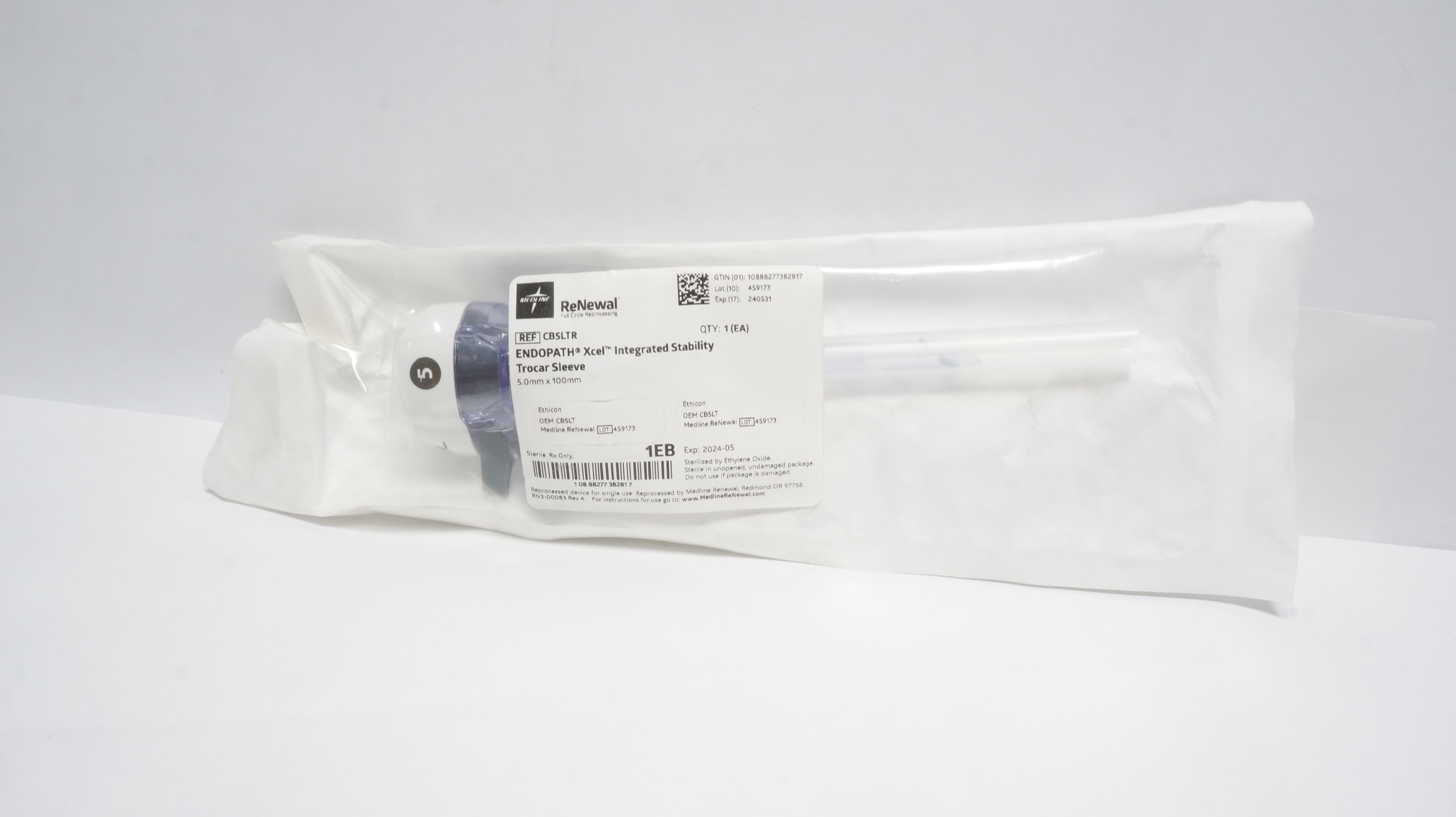 Medline CB5LTR Endopath Xcel Integrated Stability Trocar Sleeve 5.0mm x 100mm(x)