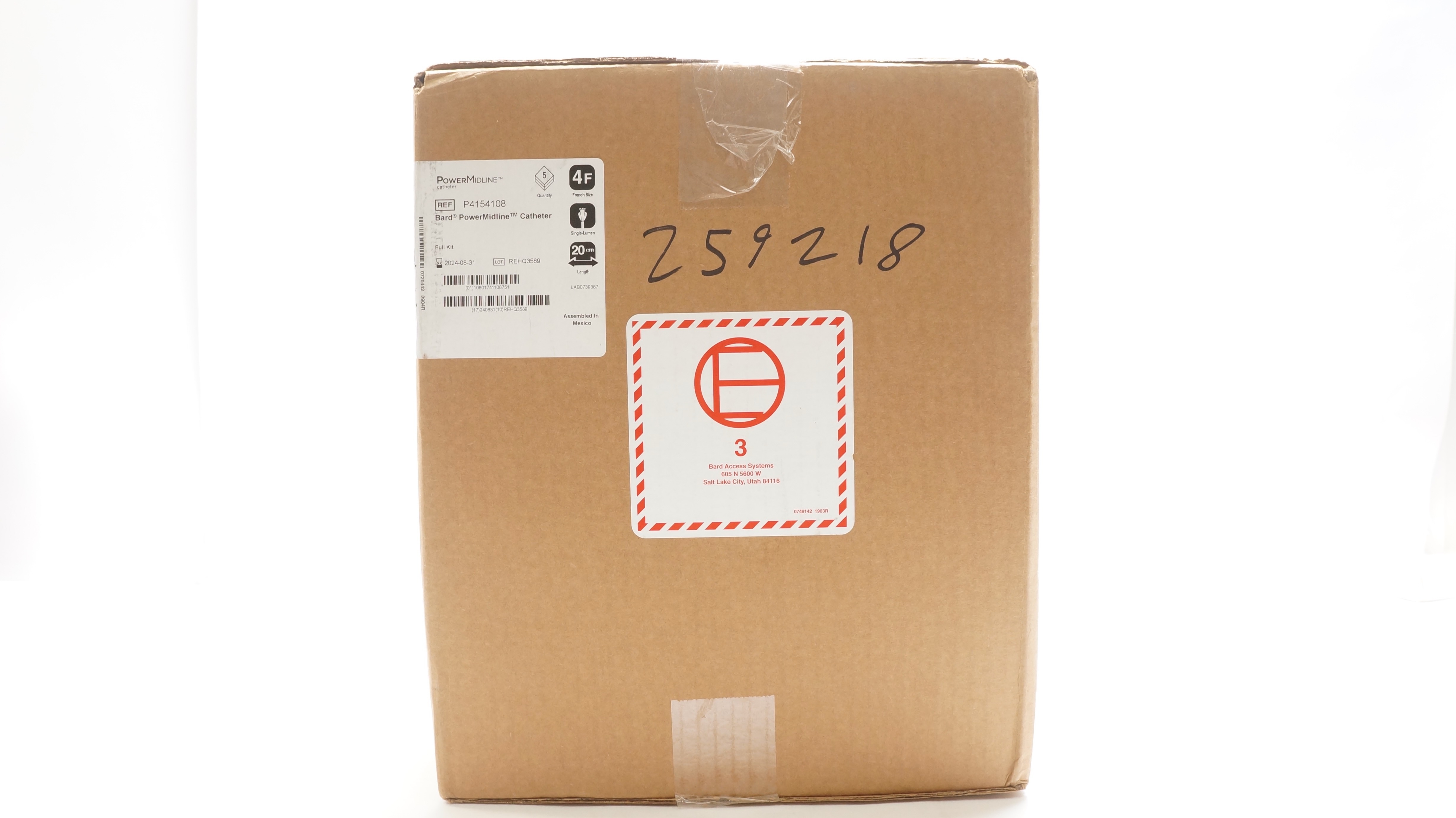 Bard PP4154108DGP PowerMidline Cath. 4F x 20cm - Box of 5