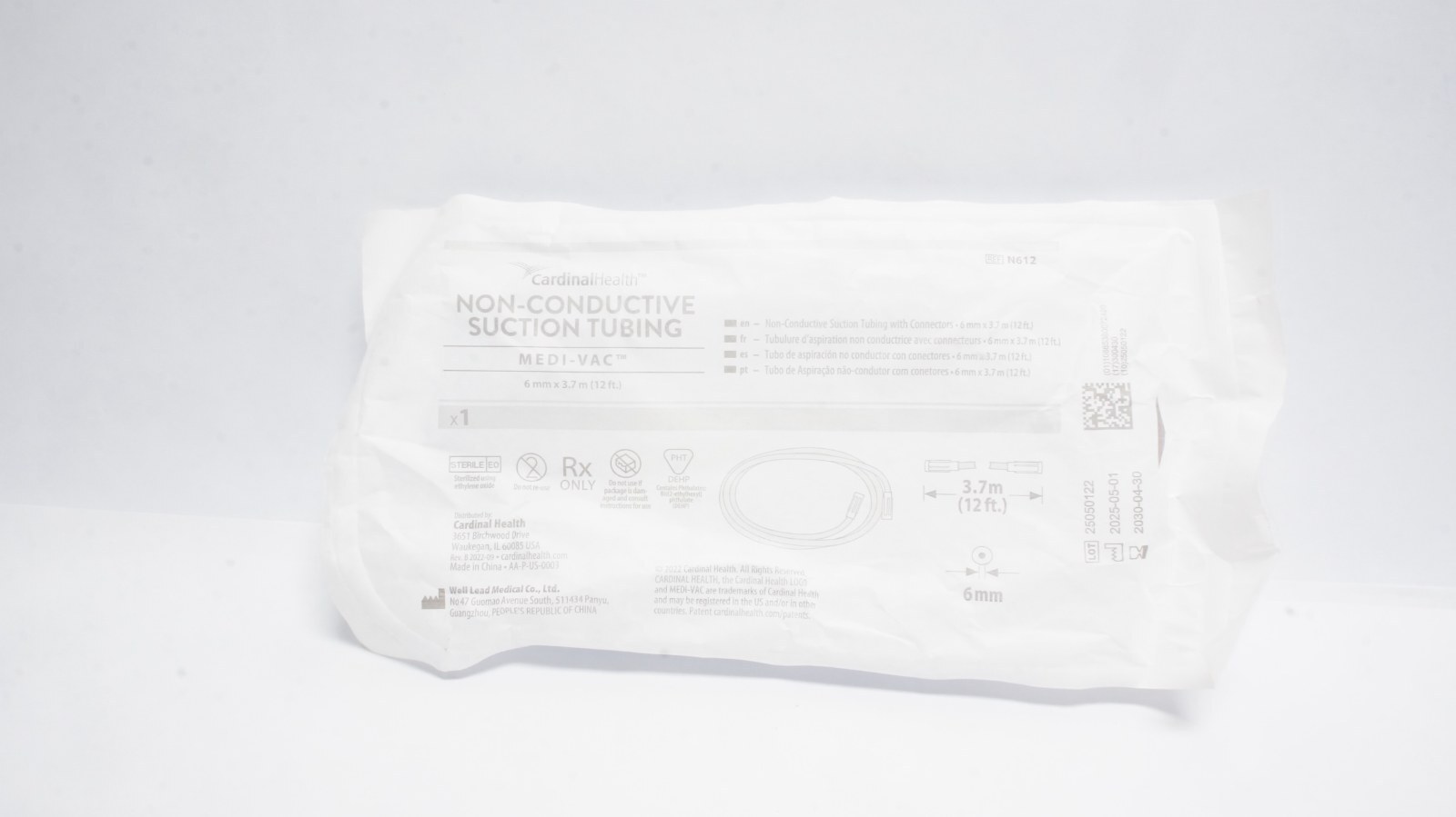 Cardinal Health N612 NON-CONDUCTIVE SUCTION TUBING 6mm x 3.7m